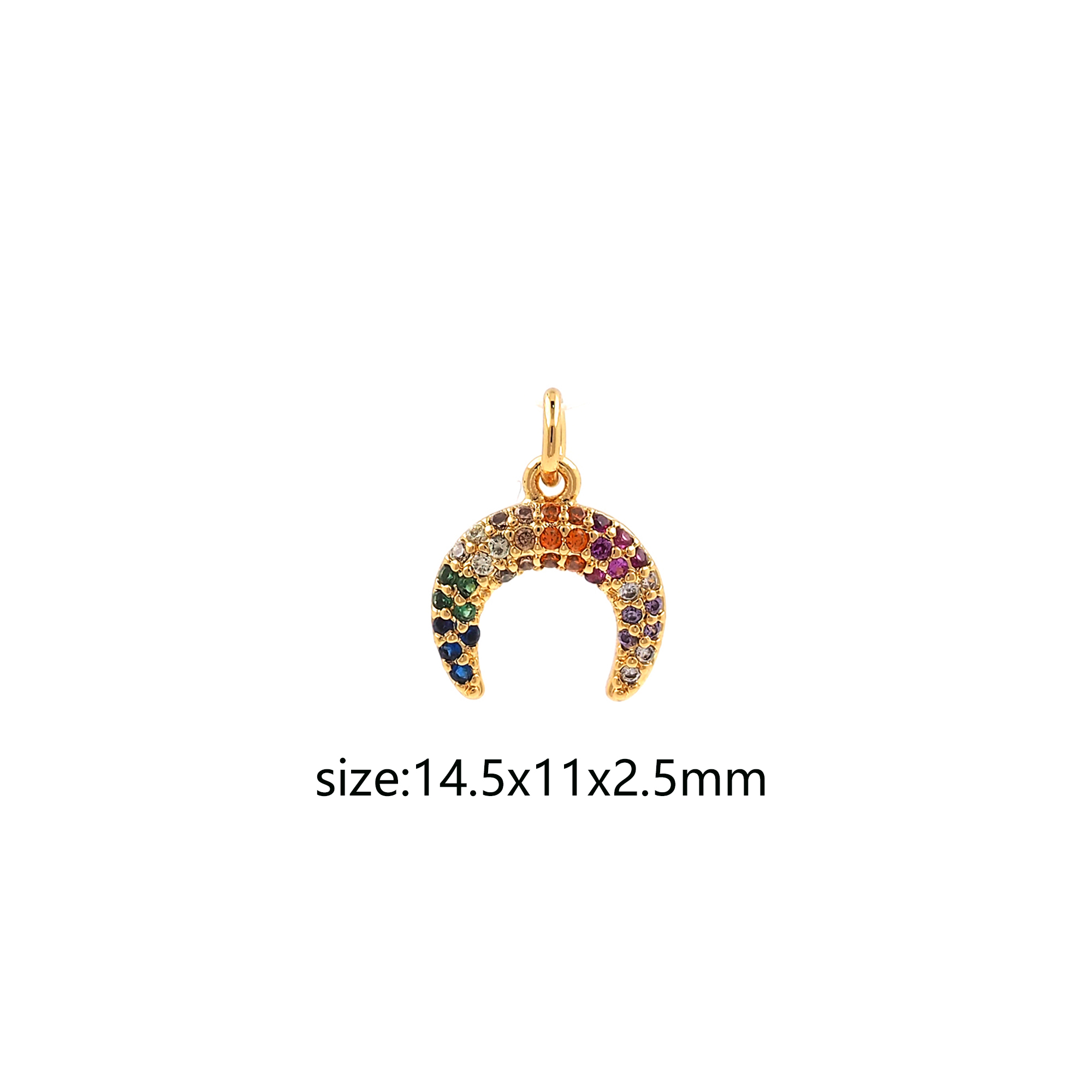 18K Gold Filled Double Horn Pendant,CZ Micro Pave Horn Charm Earrings Necklace for DIY Jewelry Making Supply