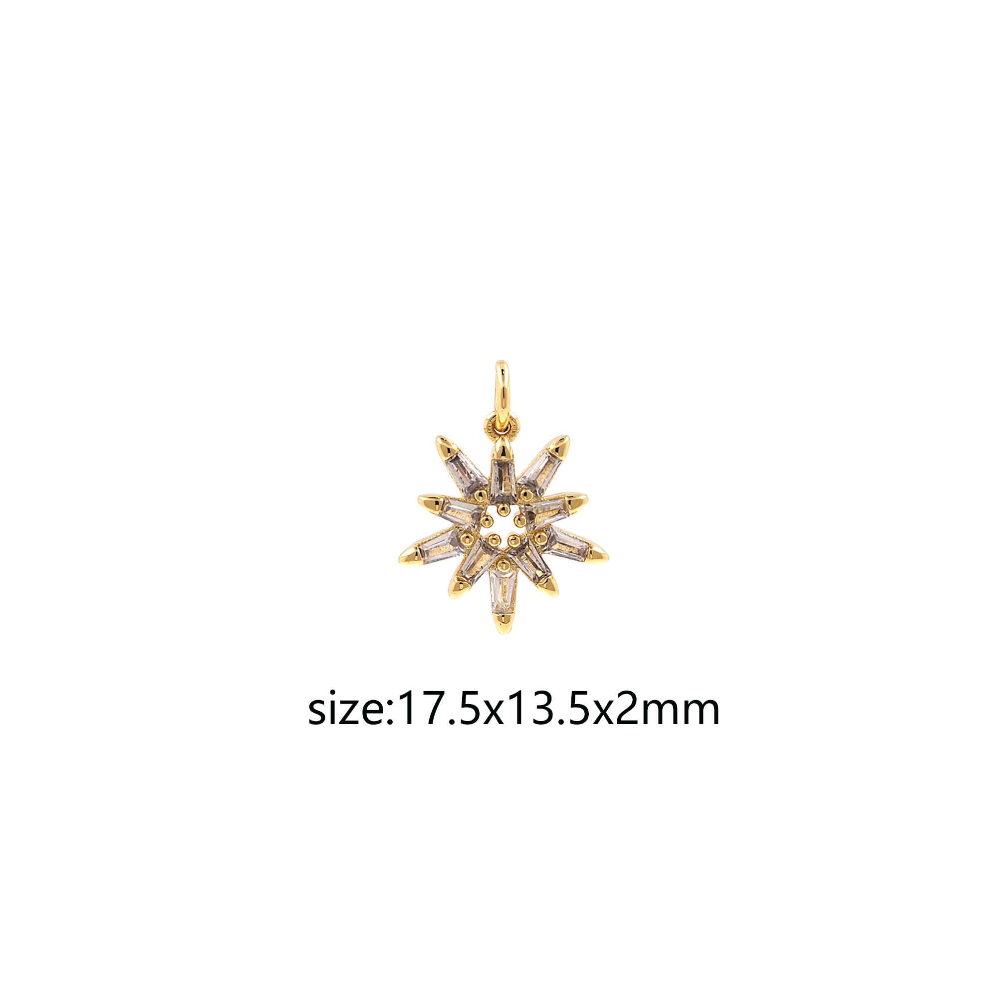 18K Gold Filled North Star Pendant,CZ Micro Pave North Star Charm Earrings Necklace for DIY Jewelry Making Supply