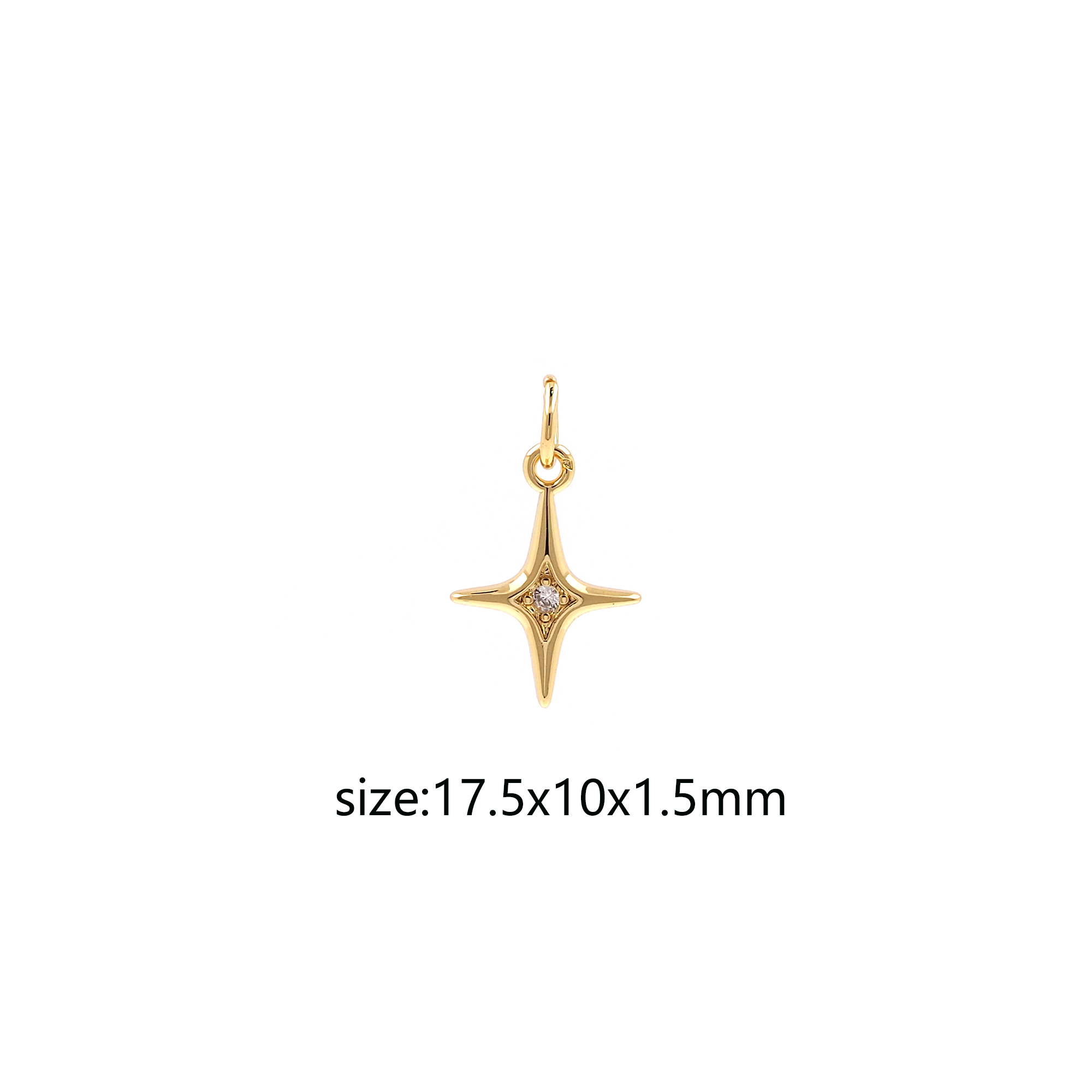 18K Gold Filled Star Pendant,CZ Micro Pave Star Charm Earrings Necklace for DIY Jewelry Making Supply