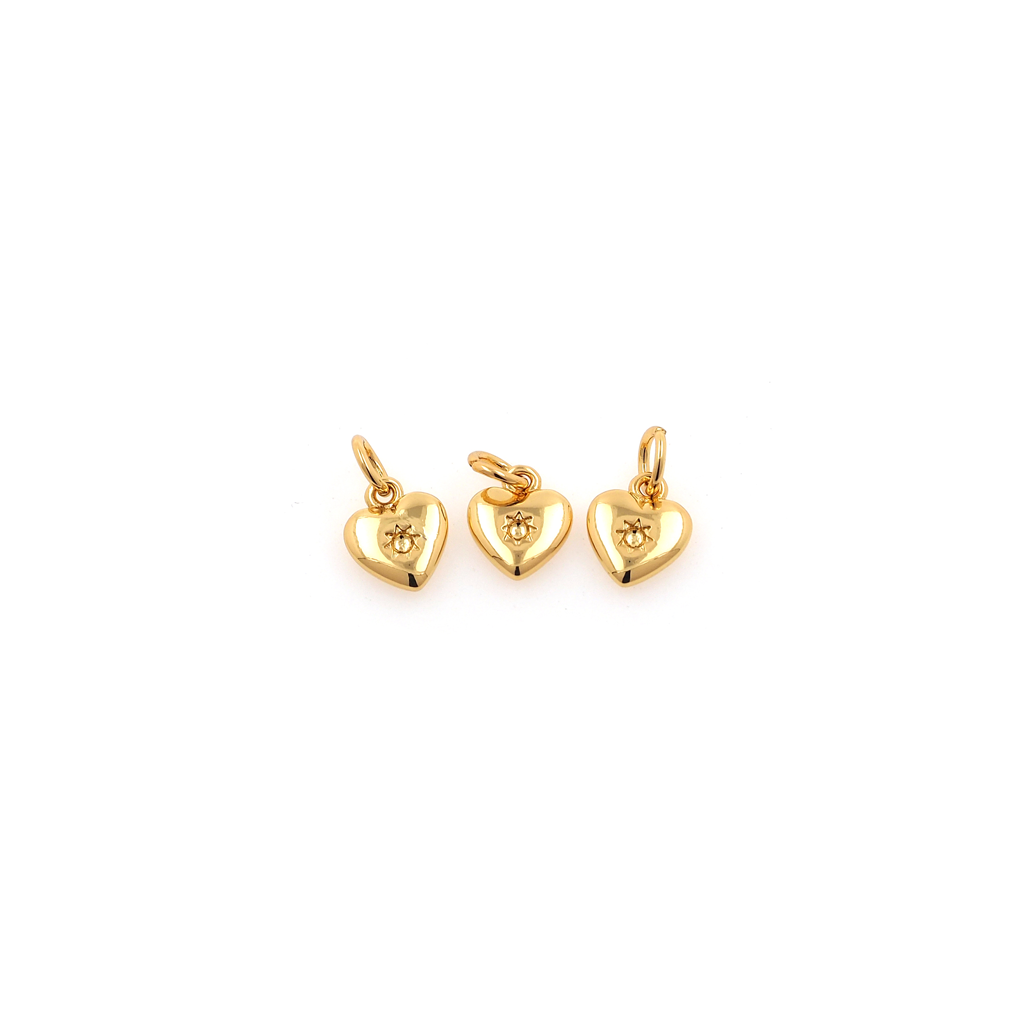 18K Gold Filled Heart Pendant,Dainty Heart Charm Earrings Necklace for DIY Jewelry Making Supply