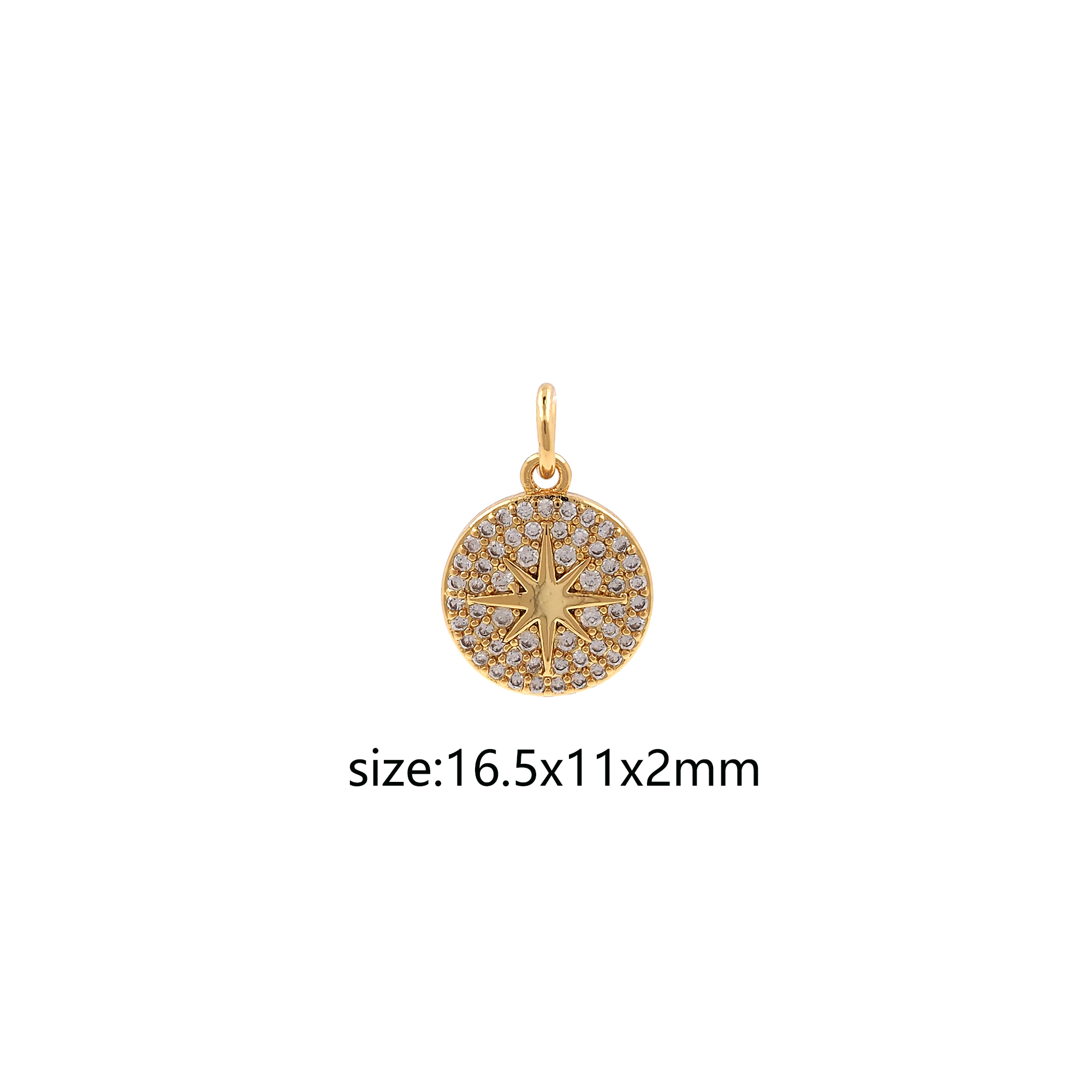 18K Gold Filled North Star Pendant,CZ Micro Pave North Star Charm Earrings Necklace for DIY Jewelry Making Supply