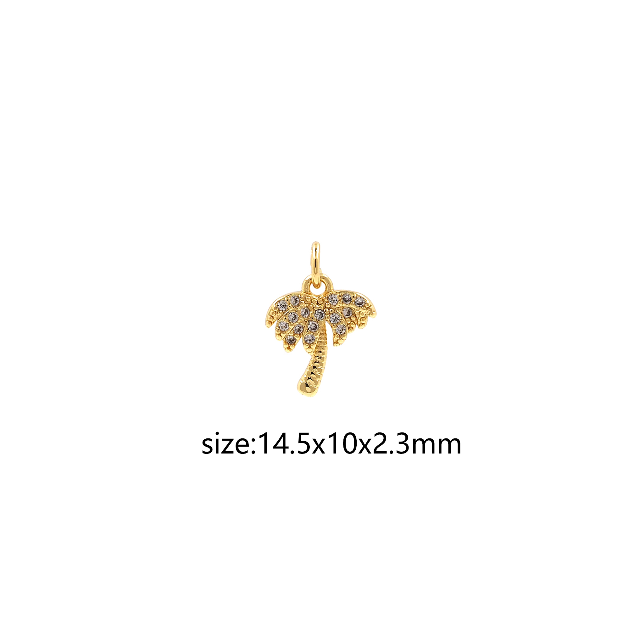 18K Gold Filled Coconut Tree Pendant,CZ Micro Pave Coconut Tree Charm Earrings Necklace for DIY Jewelry Making Supply