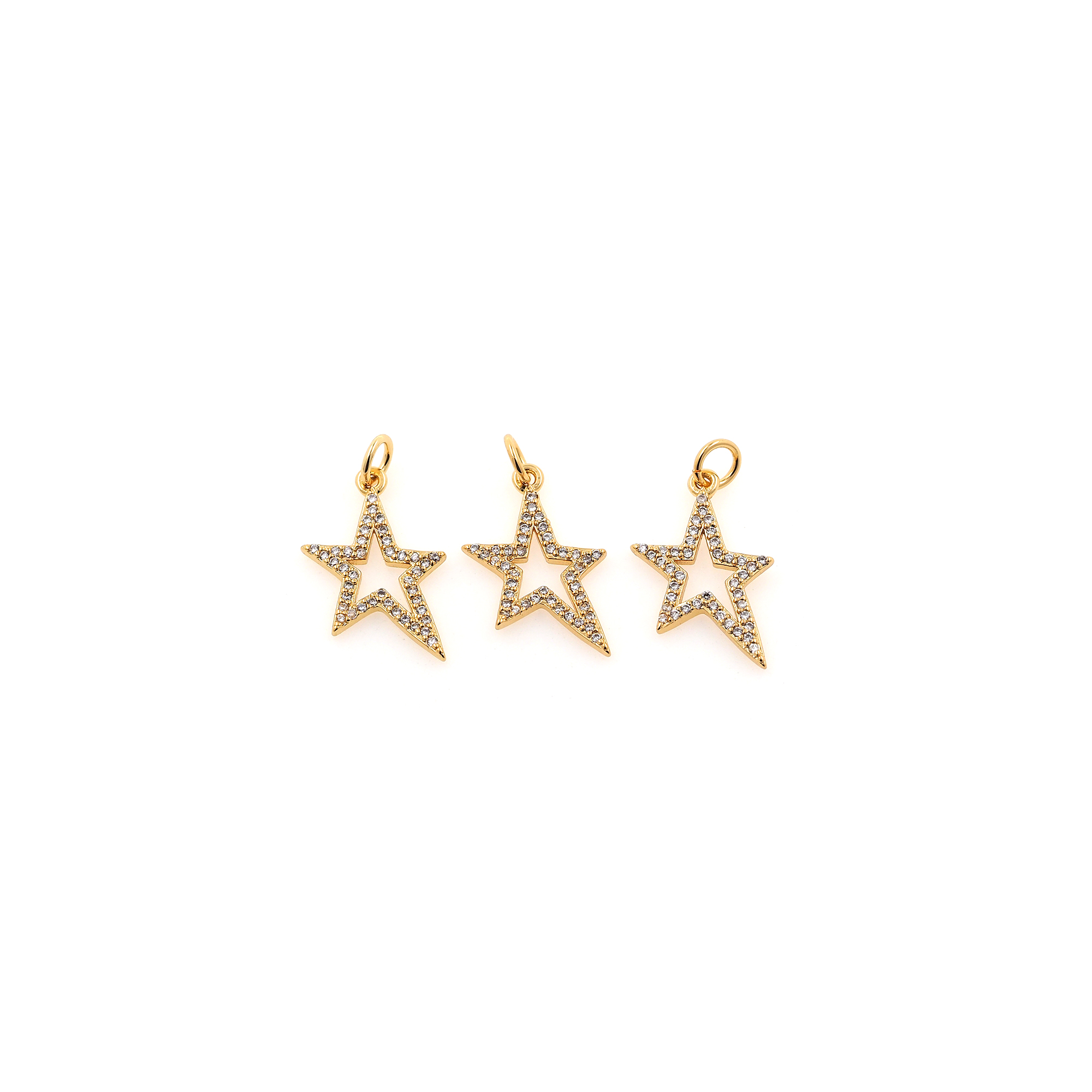18K Gold Filled Star Pendant,Celestial Charm,CZ Micro Pave Tiny Star Earrings Necklace for DIY Jewelry Making Supply