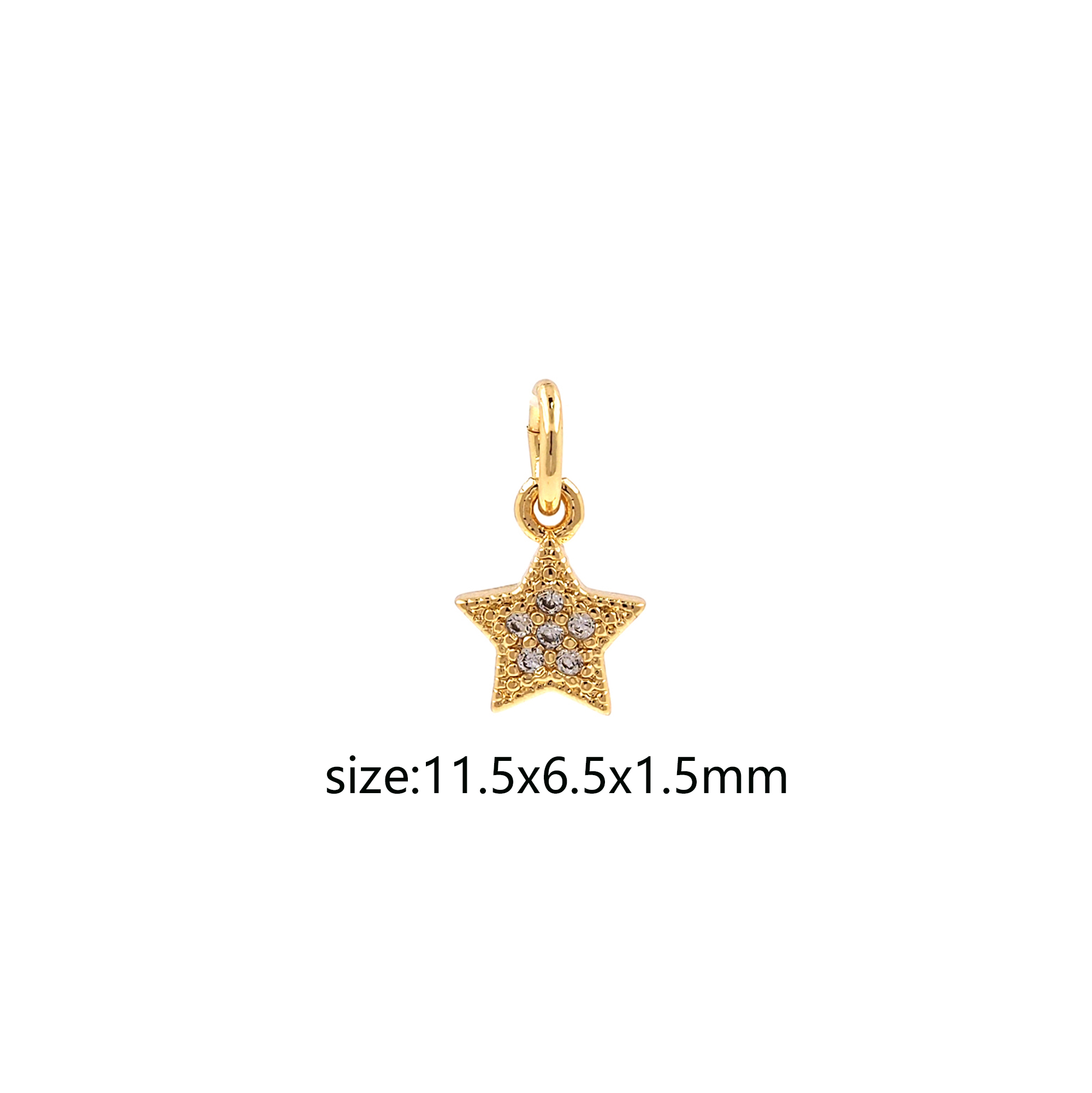 18K Gold Filled Star Pendant,Celestial Charm,CZ Micro Pave Tiny Star Earrings Necklace for DIY Jewelry Making Supply