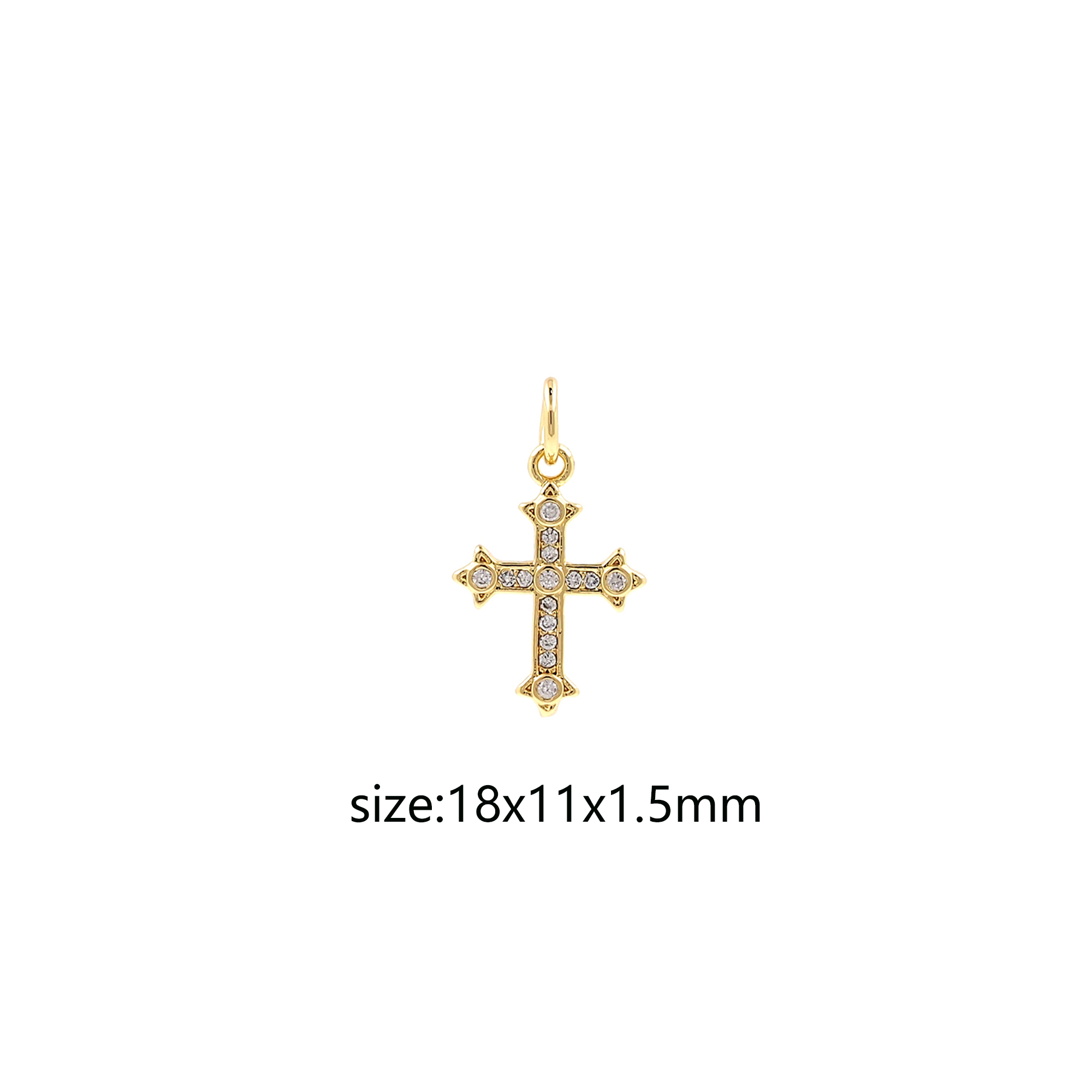 18K Gold Filled Cross Pendant,CZ Micro Pave Cross Charm Earrings Necklace for DIY Jewelry Making Supply