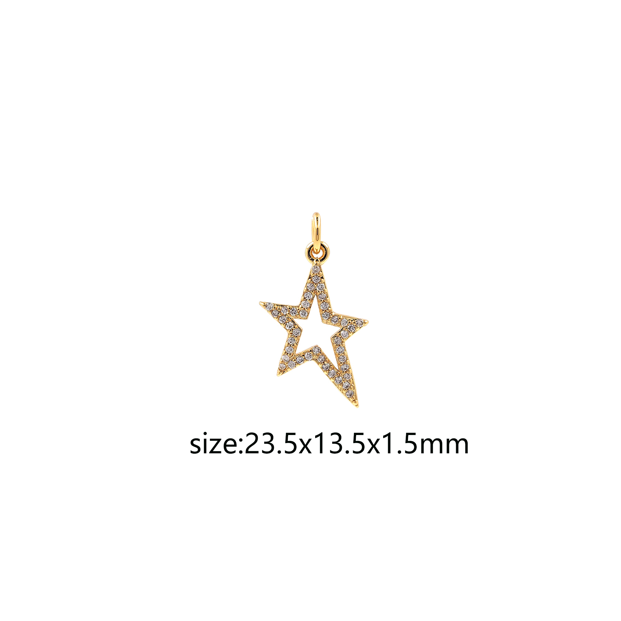 18K Gold Filled Star Pendant,Celestial Charm,CZ Micro Pave Tiny Star Earrings Necklace for DIY Jewelry Making Supply