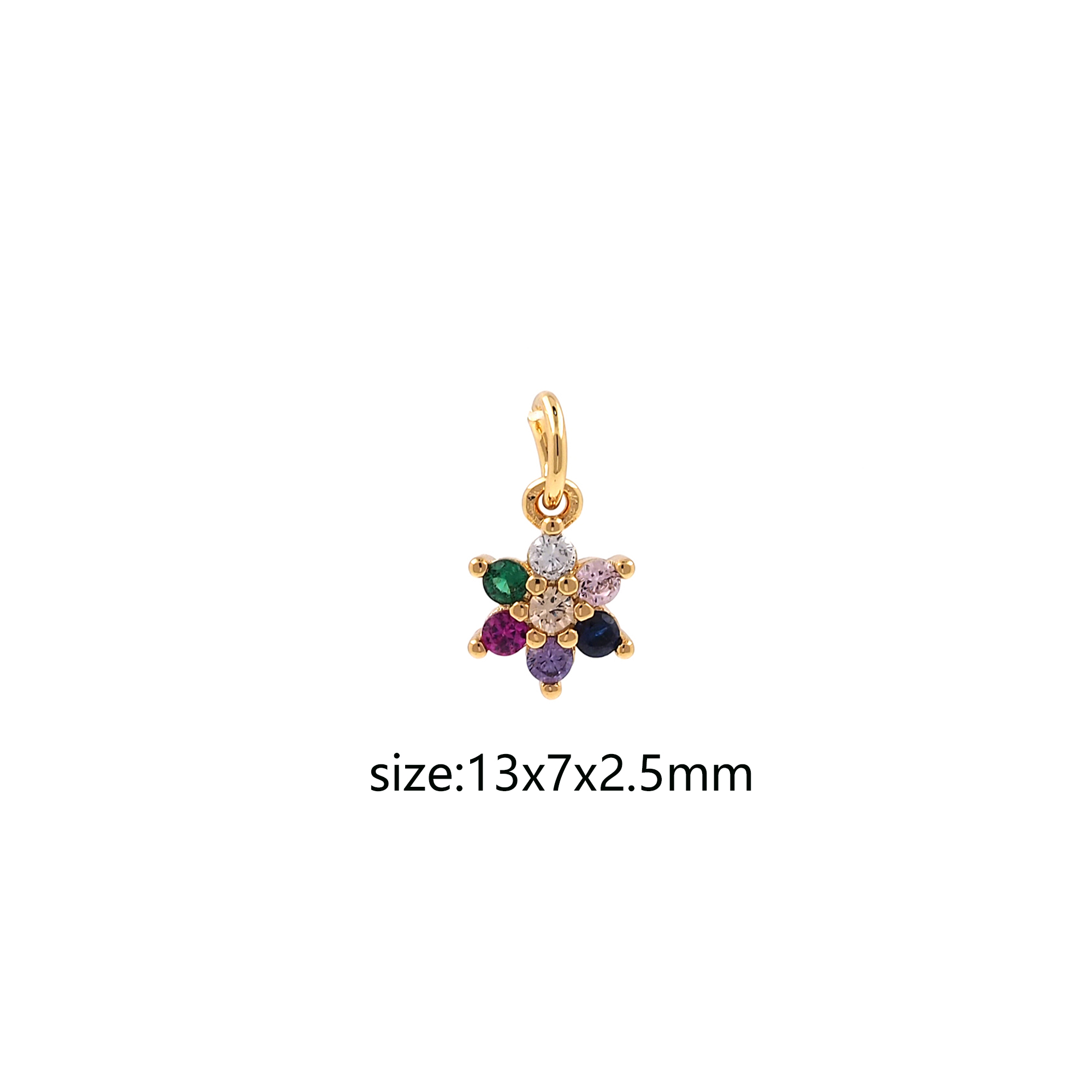 CZ Micro Pave Flower Pendant,18K Gold Filled Floral Charm Earrings Necklace for DIY Jewelry Making Supply