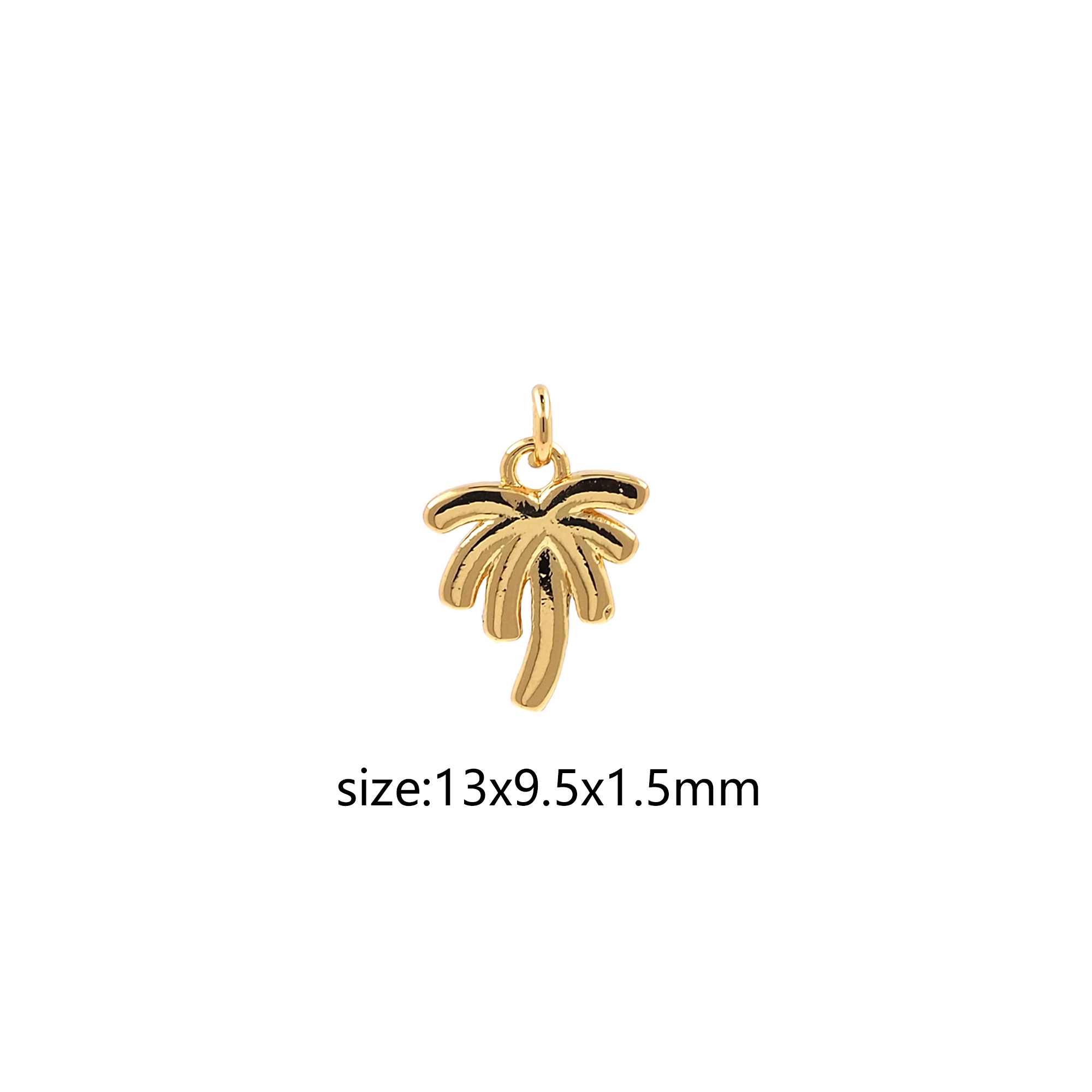 18K Gold Filled Palm Tree Pendant,Coconut Tree Charm Earrings Necklace for DIY Jewelry Making Supply