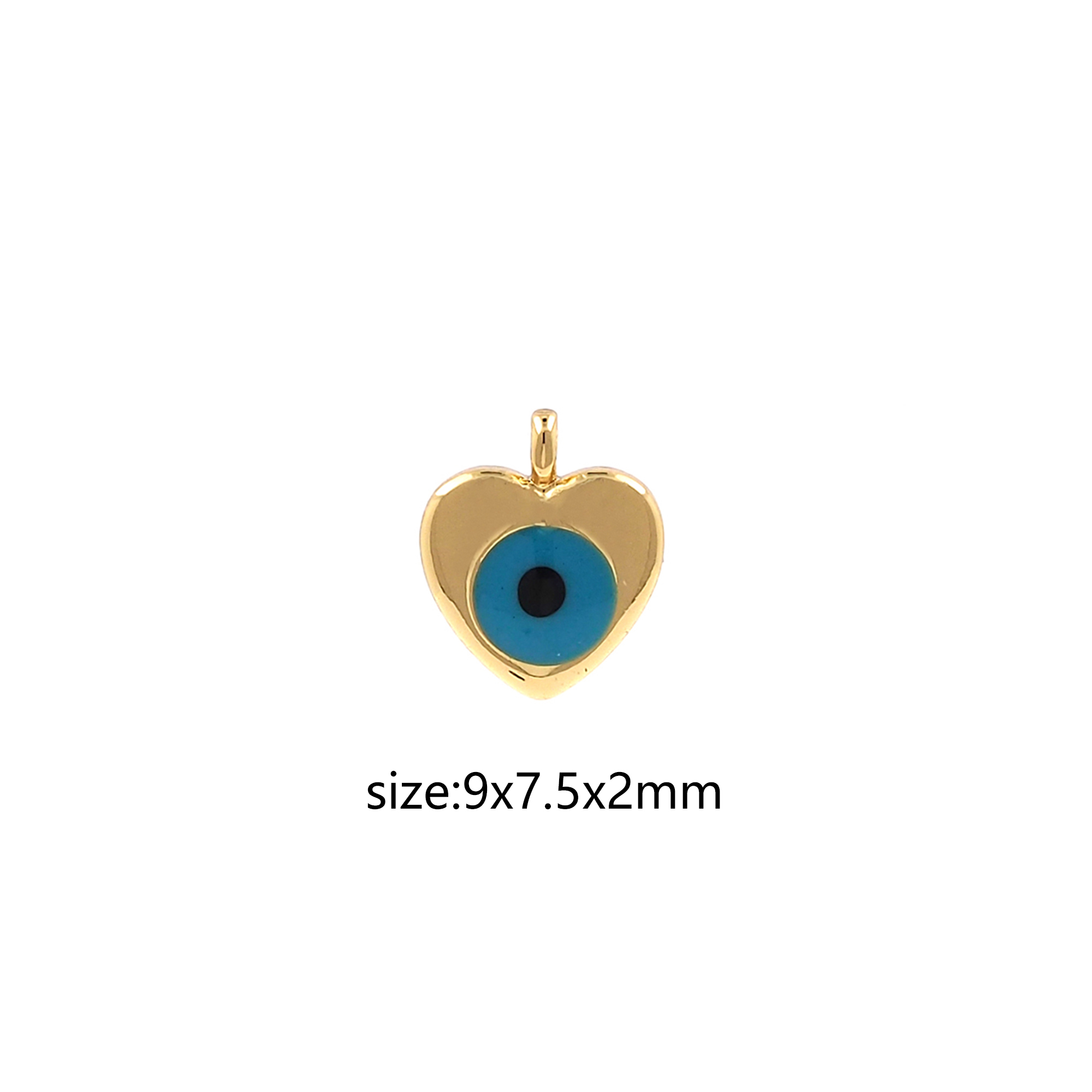 Enamel Heart Eye Pendant,18K Gold Filled Evil Eye Charm Earrings Necklace for DIY Jewelry Making Supply