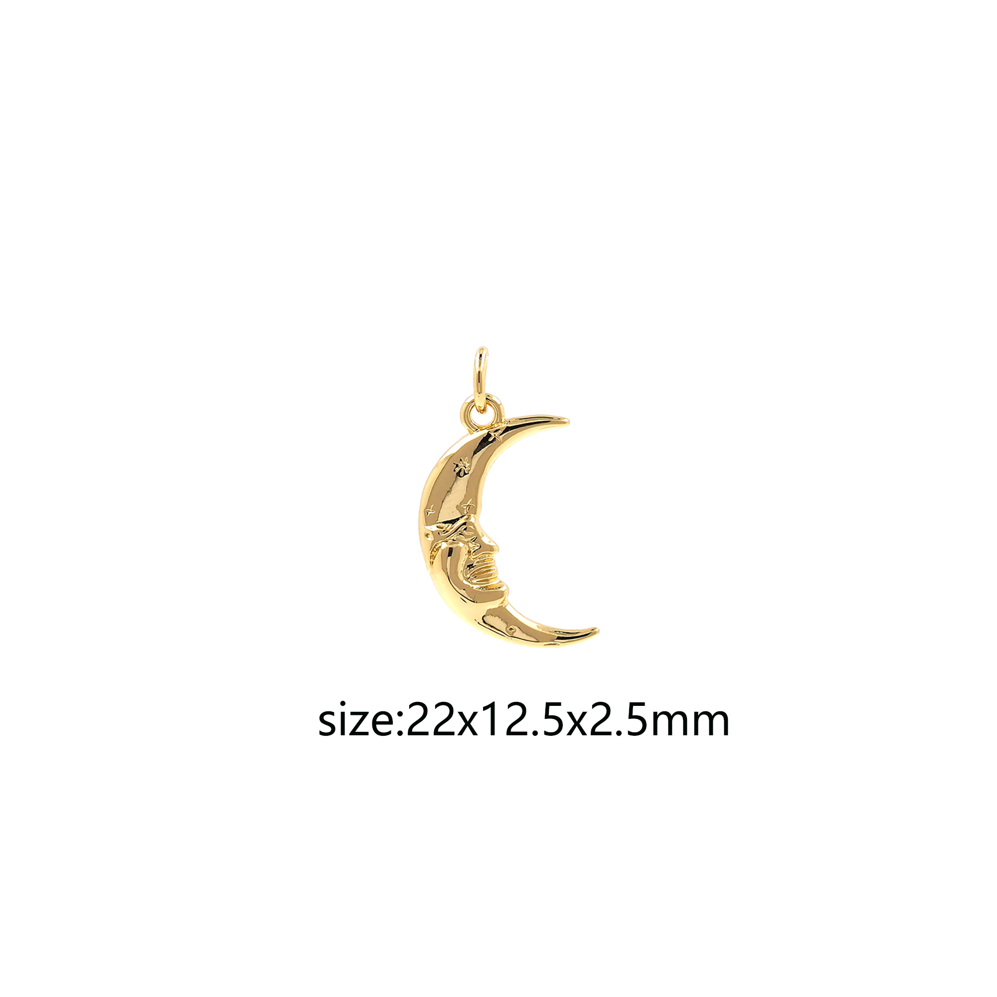 18K Gold Filled Moon Pendant,Celestial Charm,Moon Face Earrings Necklace for DIY Jewelry Making Supply