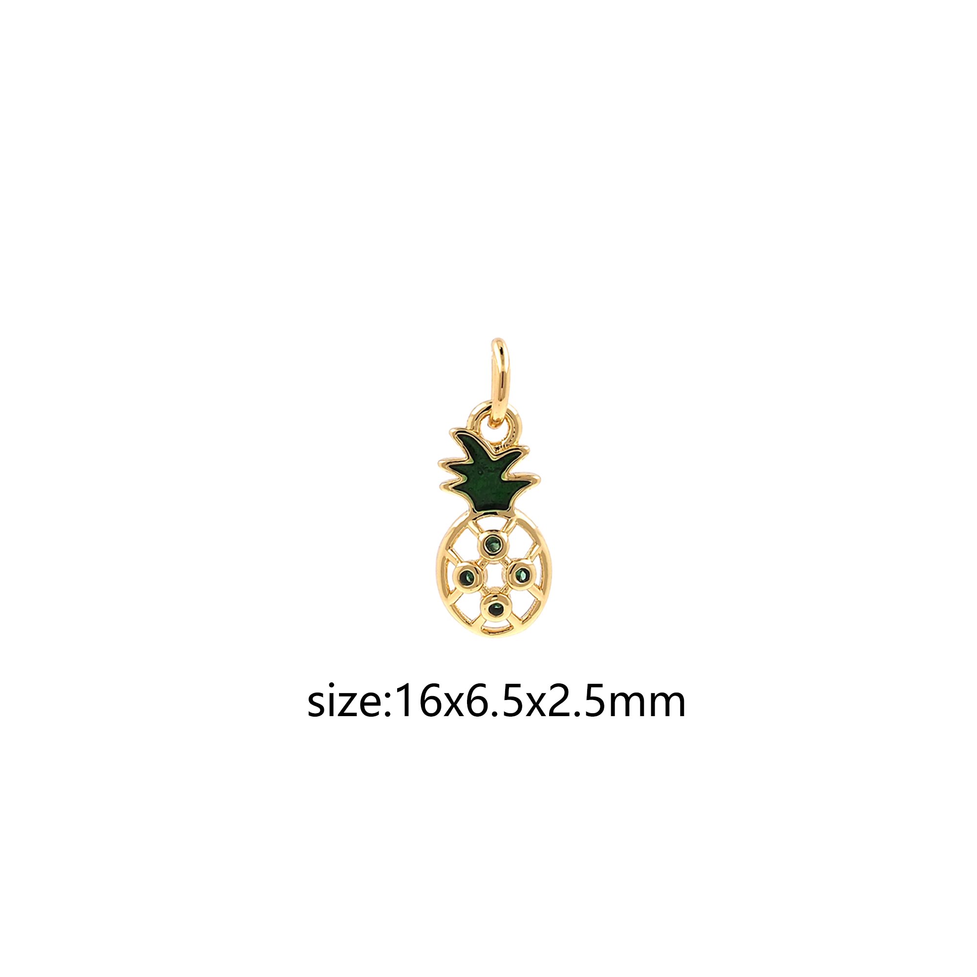 18K Gold Filled Pineapple Pendant,Fruit Charm,CZ Micro Pave Pineapple Earrings Necklace for DIY Jewelry Making Supply