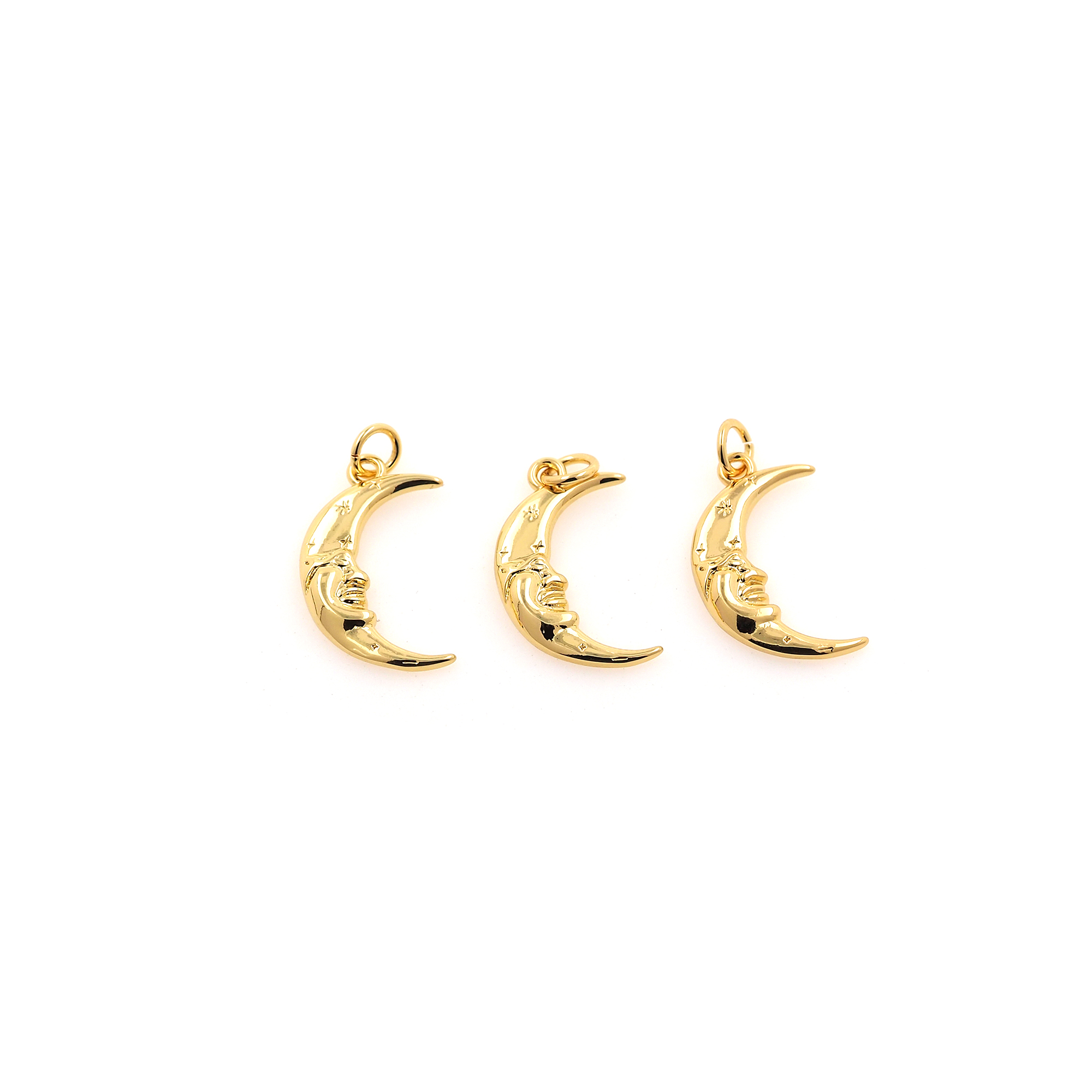 18K Gold Filled Moon Pendant,Celestial Charm,Moon Face Earrings Necklace for DIY Jewelry Making Supply