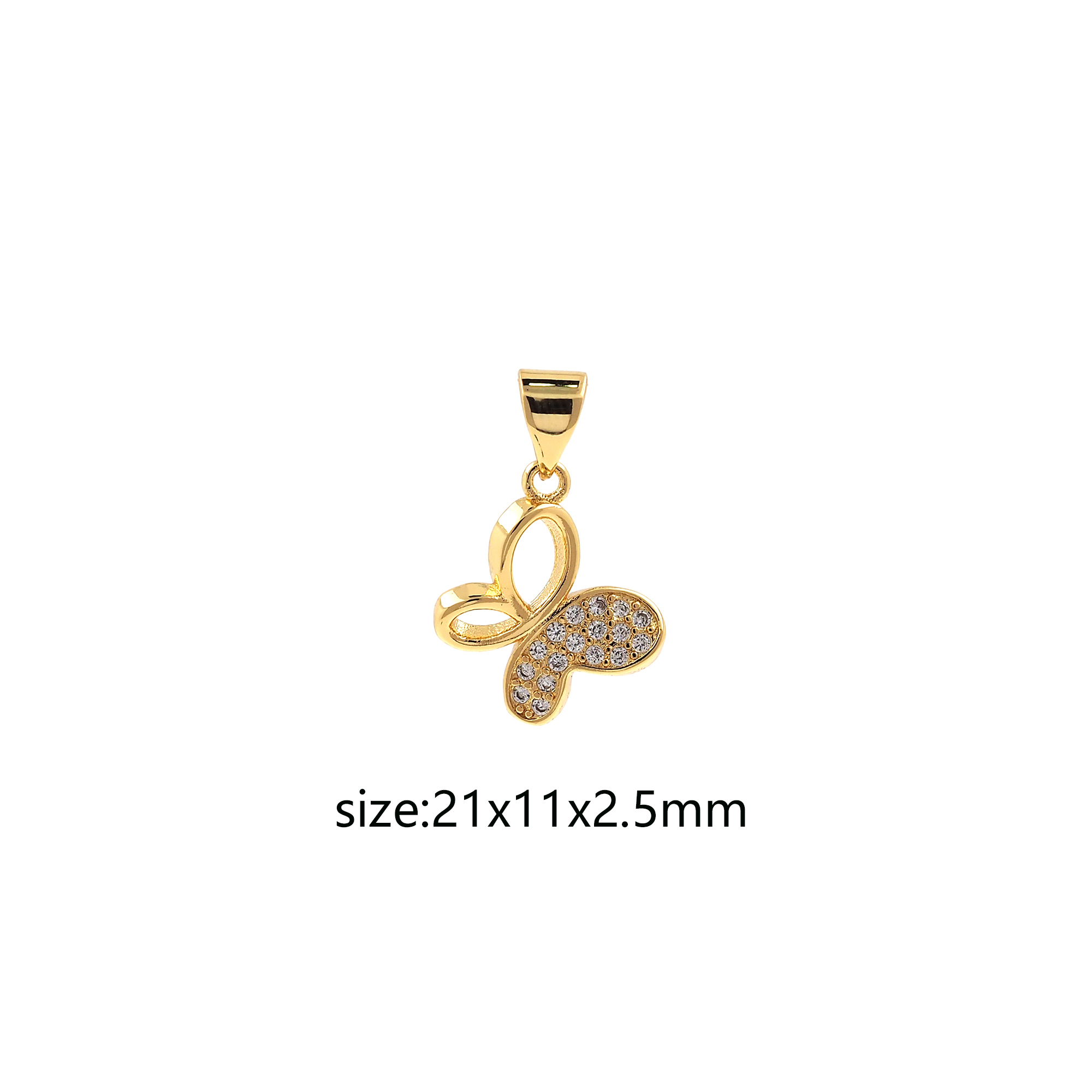 CZ Micro Pave Insect Pendant 18K Gold Filled Butterfly Charm Earrings Necklace for DIY Jewelry Making Supply