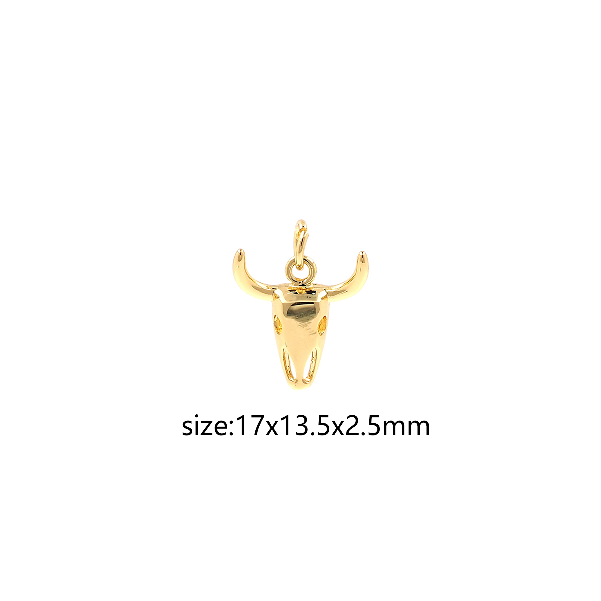 18K Gold Filled Bull Pendant,Animal Charm Earrings Necklace for DIY Jewelry Making Supply