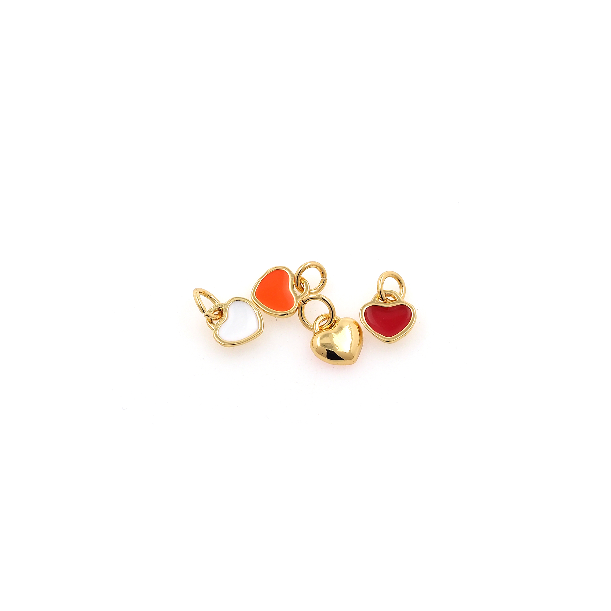 18K Gold Filled Heart Pendant,Enamel Heart Charm Earrings Necklace for DIY Jewelry Making Supply