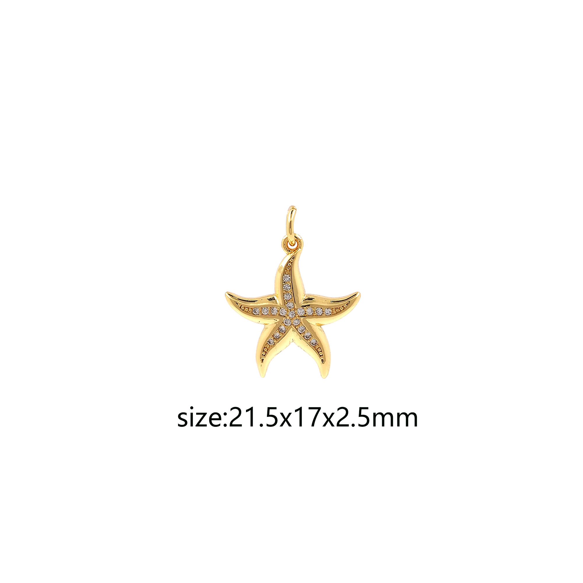CZ Micro Pave Starfish Pendant,18K Gold Filled Starfish Charm Earrings Necklace for DIY Jewelry Making Supply
