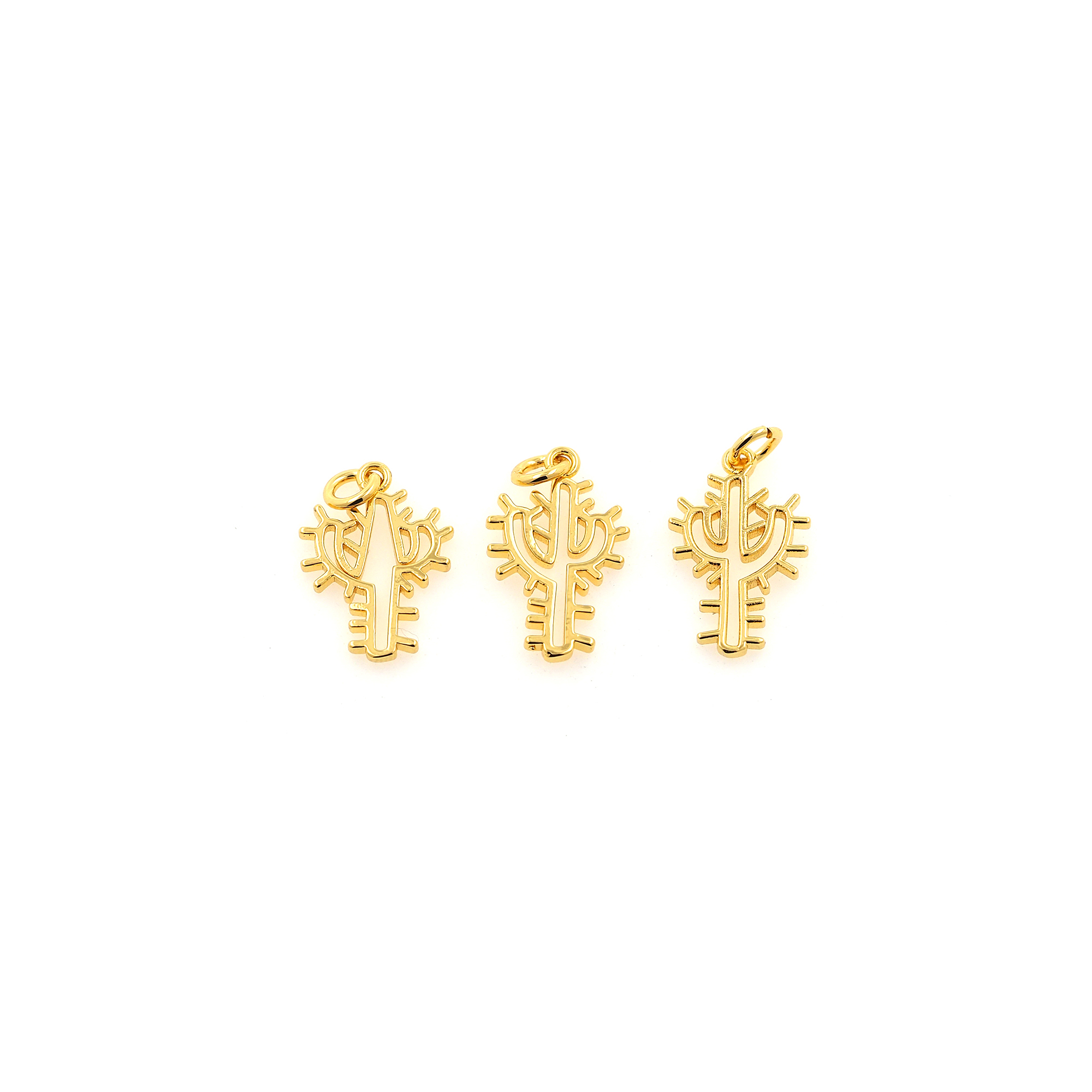 18K Gold Filled Cactus Pendant,Plant Cactus Charm Earrings Necklace for DIY Jewelry Making Supply