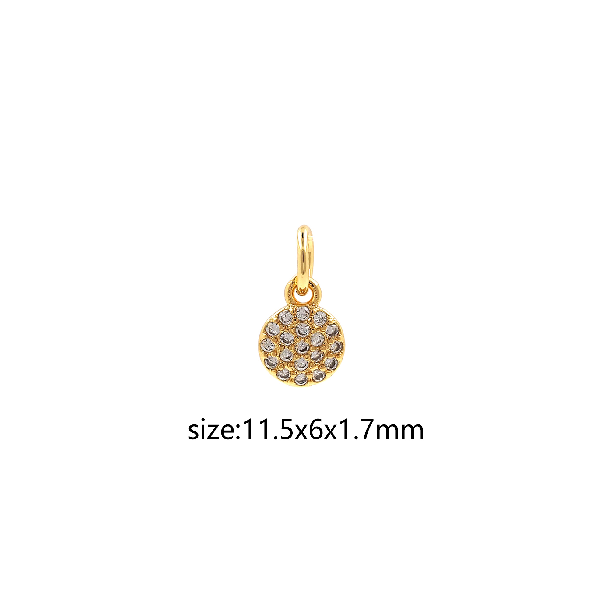 18K Gold Filled Round Pendant,CZ Micro Pave Round Charm Earrings Necklace for DIY Jewelry Making Supply