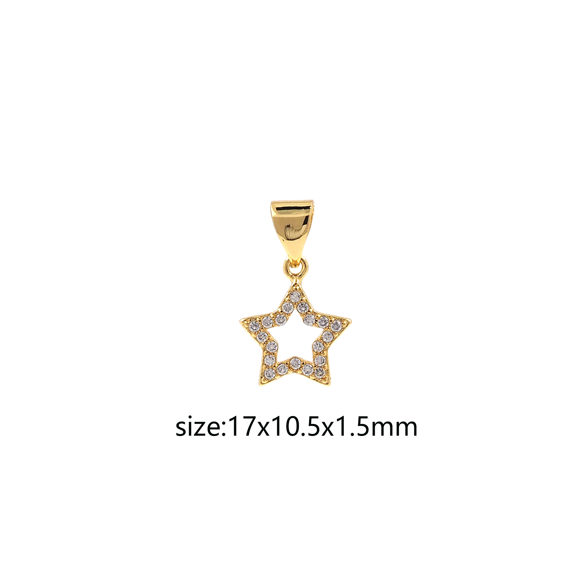18K Gold Filled Star Pendant,Celestial Charm,CZ Micro Pave Tiny Star Earrings Necklace for DIY Jewelry Making Supply