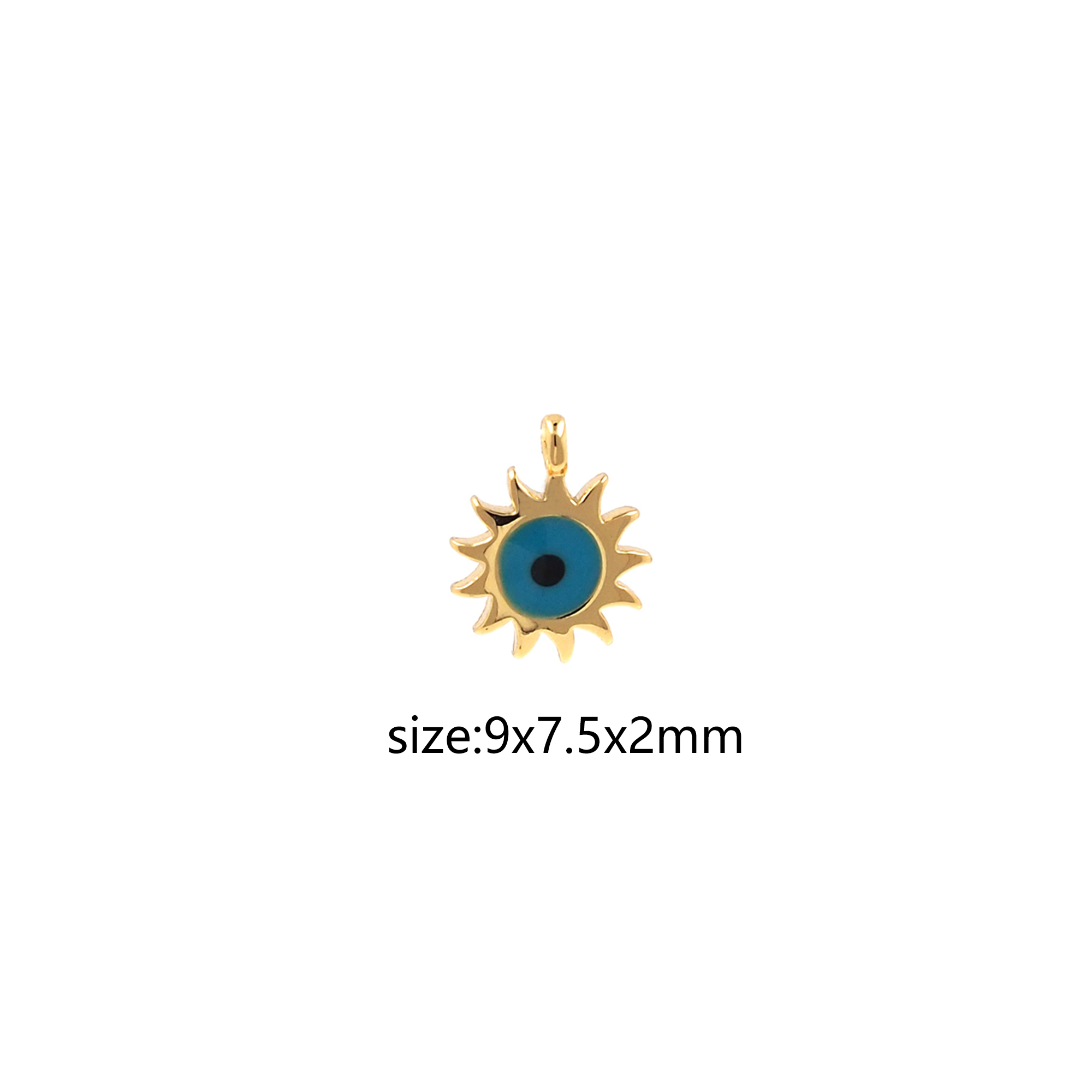 Enamel Sun Eye Pendant,18K Gold Filled Evil Eye Charm Earrings Necklace for DIY Jewelry Making Supply