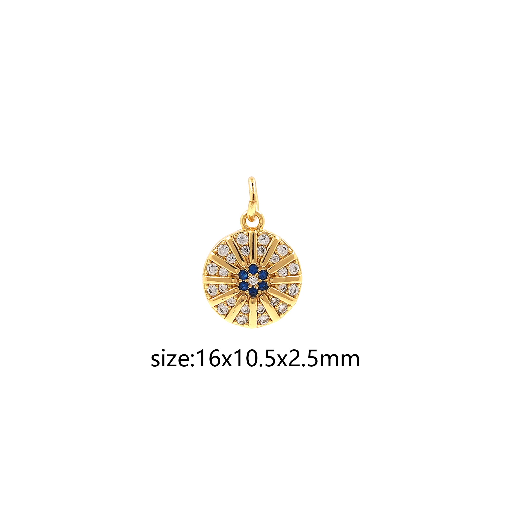 18K Gold Filled Round Pendant,CZ Micro Pave Round Charm Earrings Necklace for DIY Jewelry Making Supply