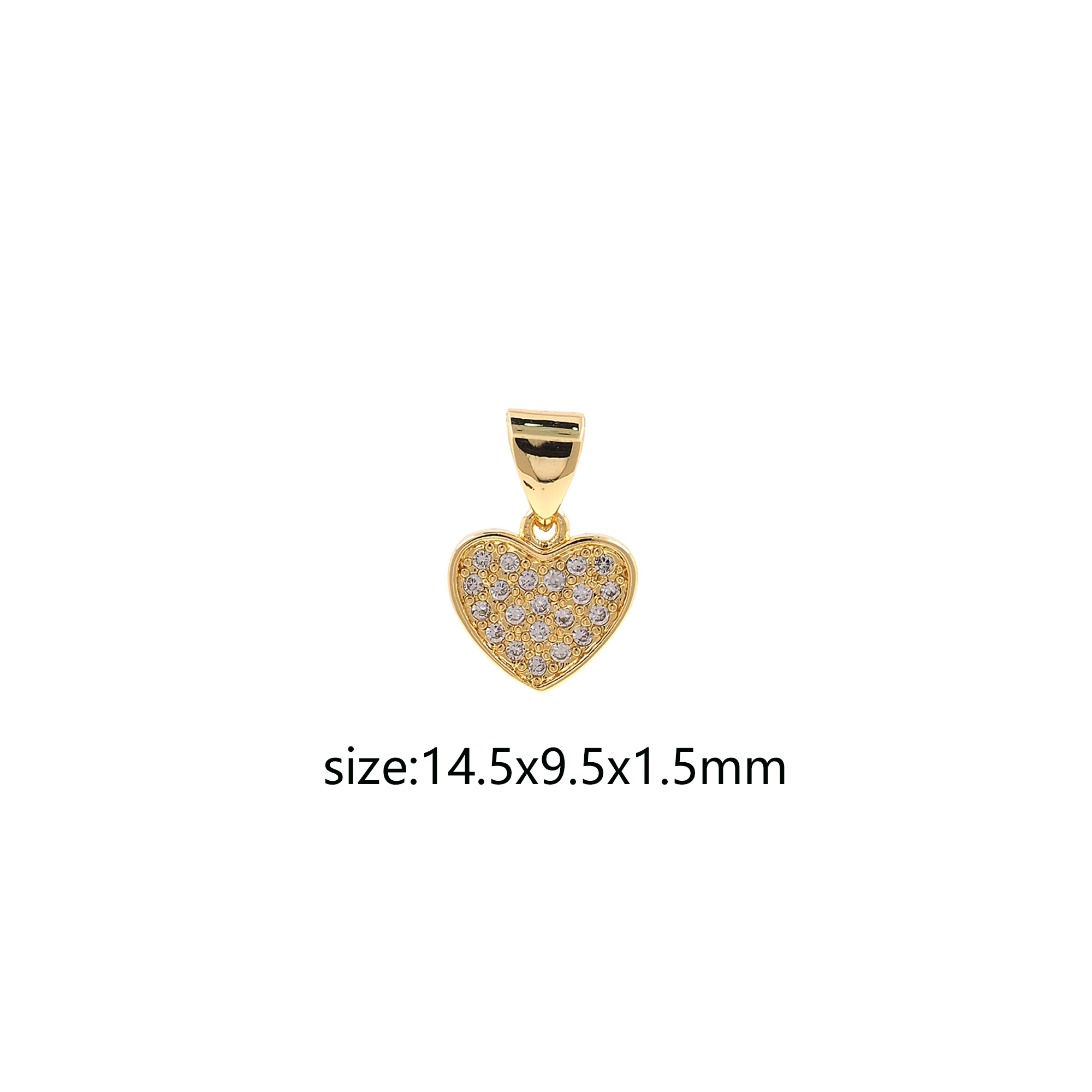 18K Gold Filled Heart Pendant,CZ Micro Pave Tiny Heart Charm Earrings Necklace for DIY Jewelry Making Supply