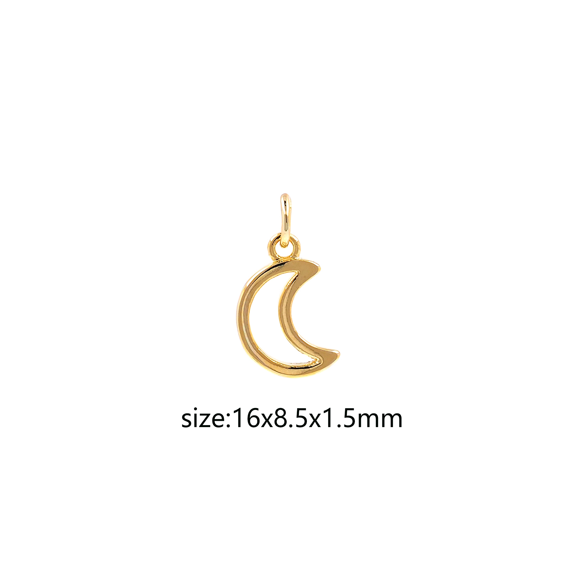 18K Gold Filled Moon Pendant,Celestial Charm,Tiny Moon Earrings Necklace for DIY Jewelry Making Supply