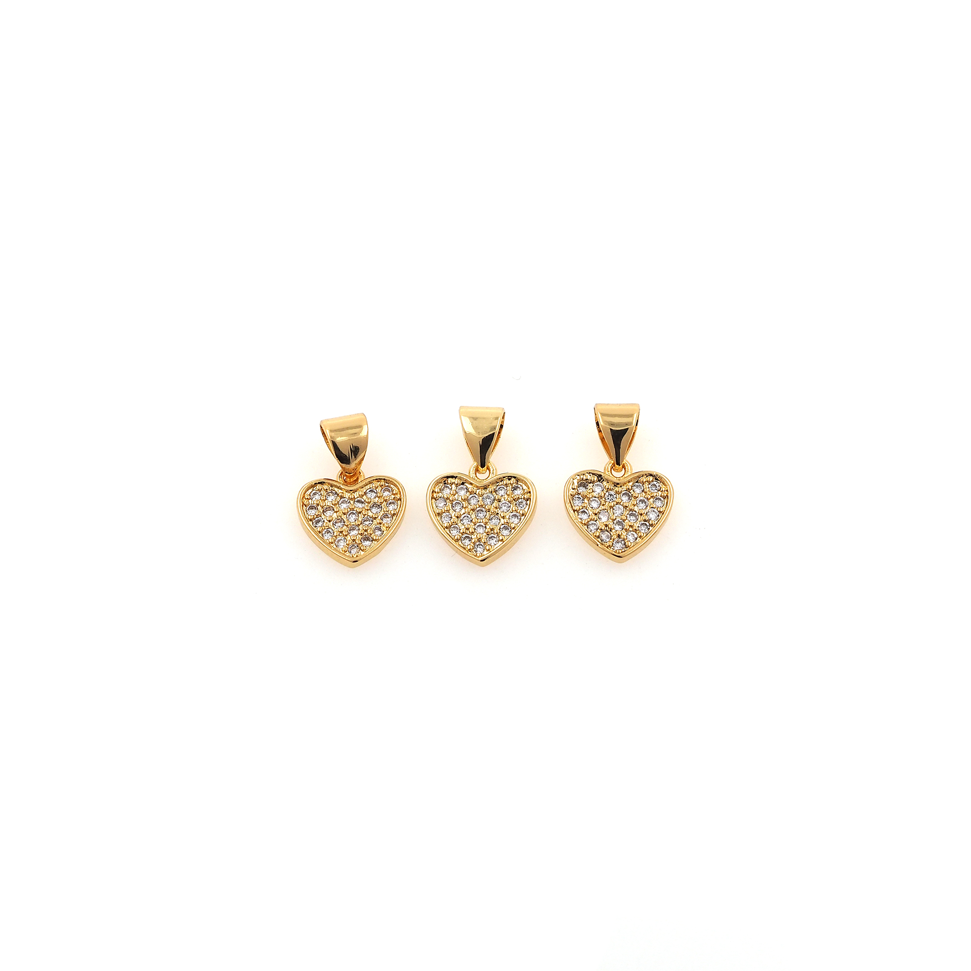 18K Gold Filled Heart Pendant,CZ Micro Pave Tiny Heart Charm Earrings Necklace for DIY Jewelry Making Supply