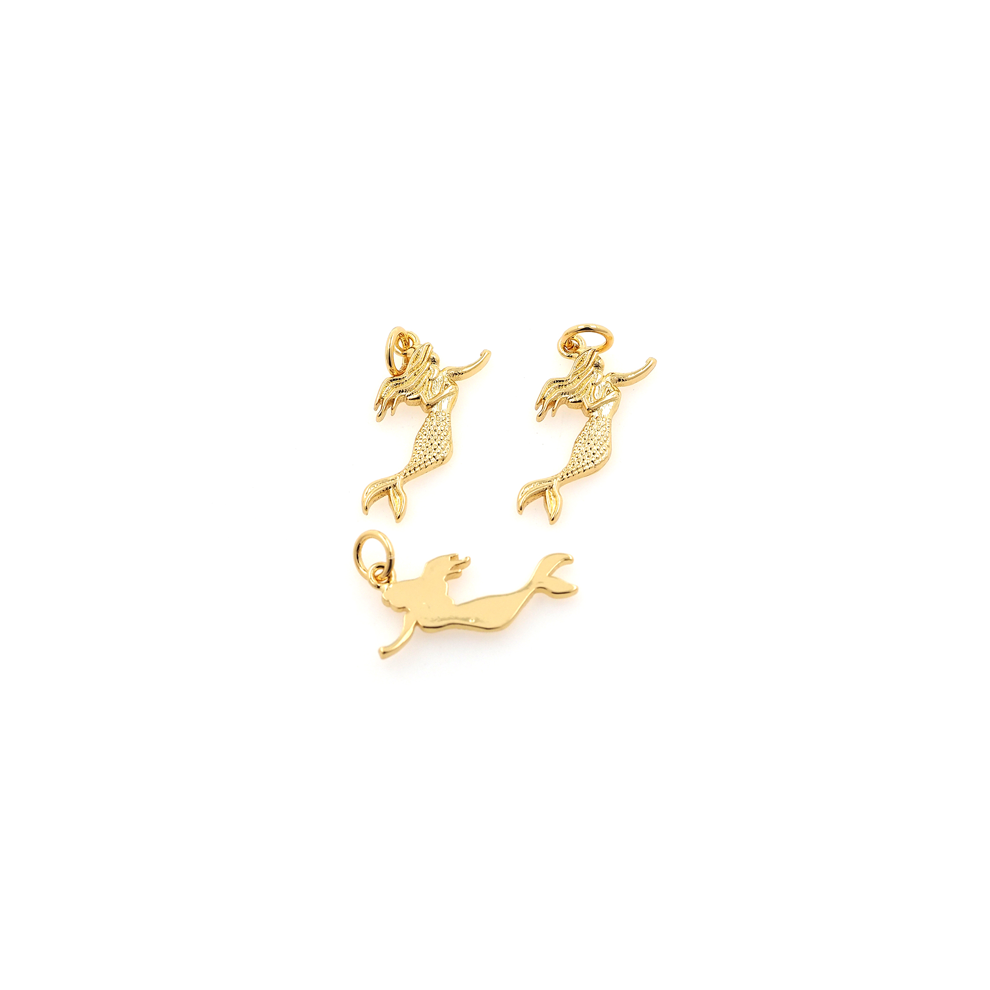 18K Gold Filled Mermaid Pendant,Dainty Mermaid Charm Earrings Necklace for DIY Jewelry Making Supply