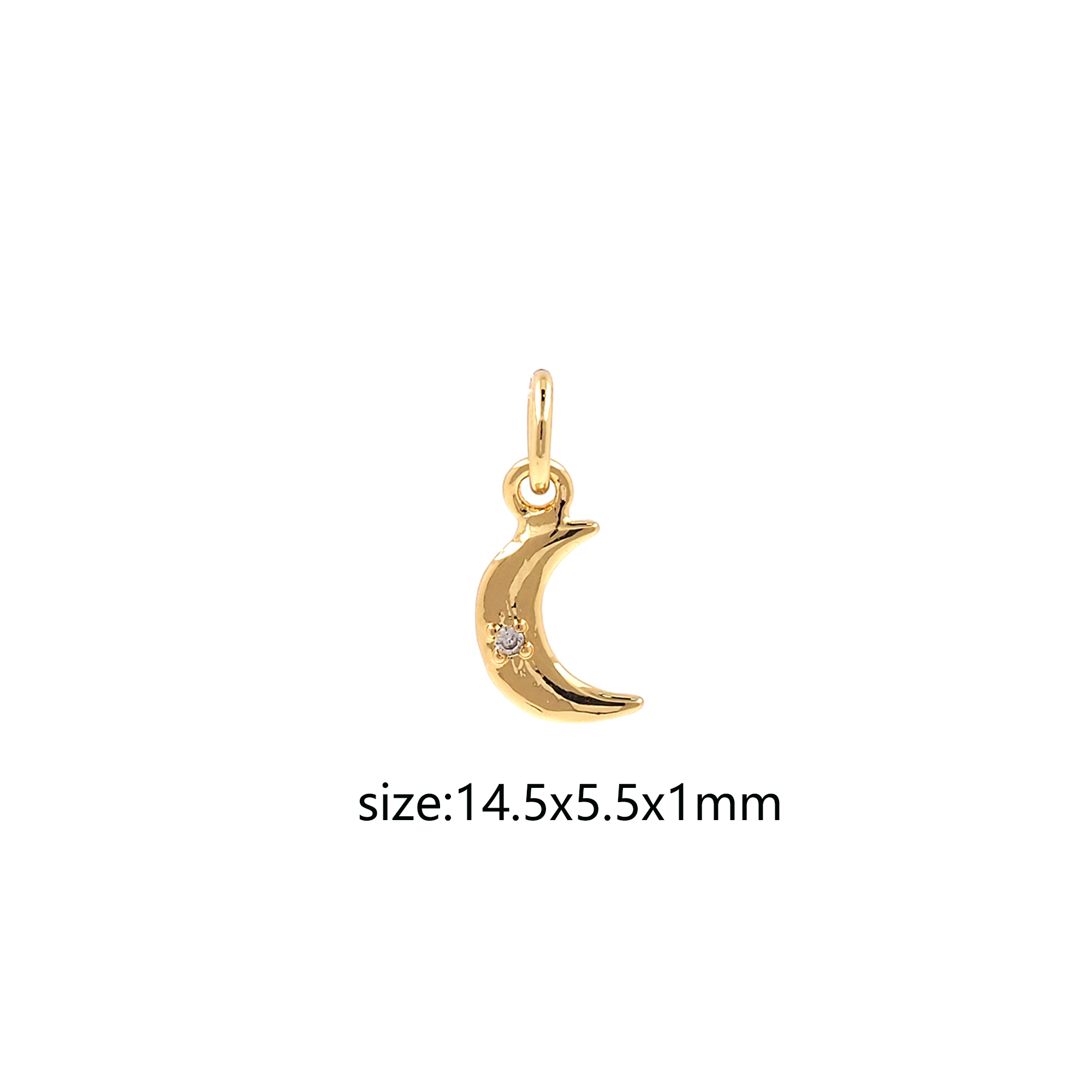 18K Gold Filled Moon Pendant,Celestial Charm,Tiny Moon Earrings Necklace for DIY Jewelry Making Supply
