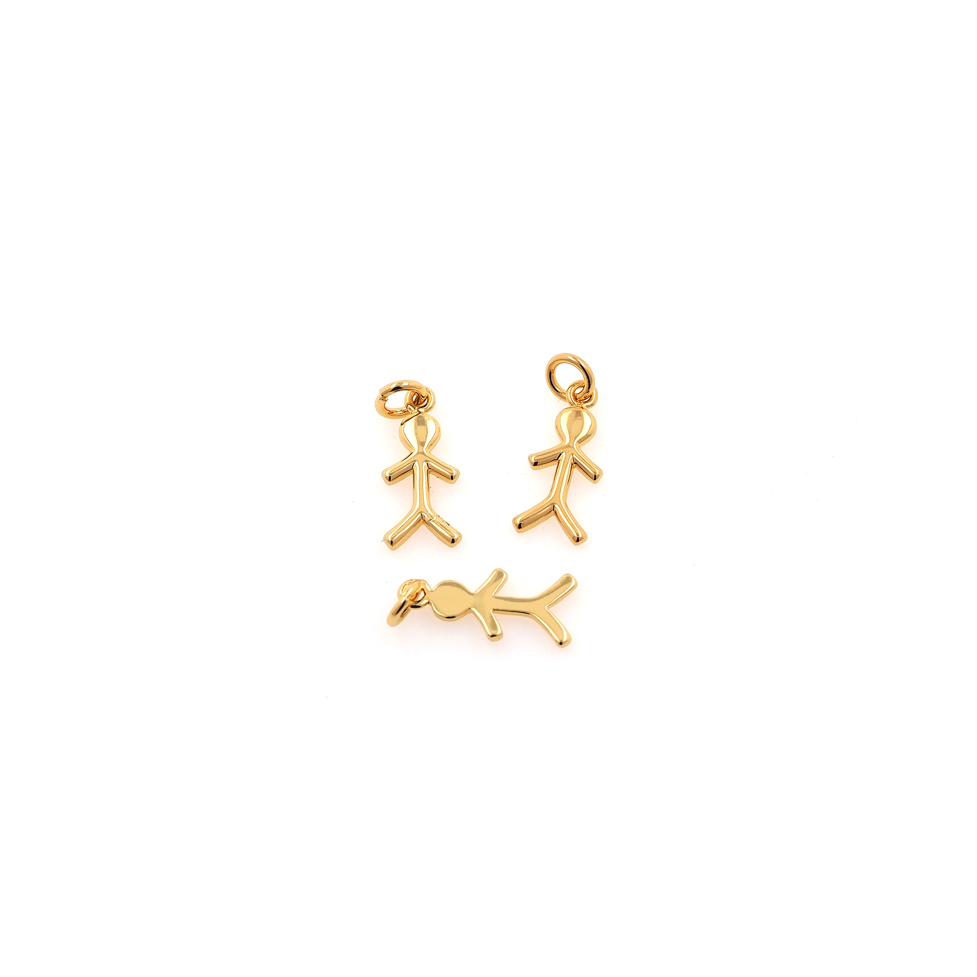 18K Gold Filled Stickman Pendant,Tiny Stickman Charm Earrings Necklace for DIY Jewelry Making Supply