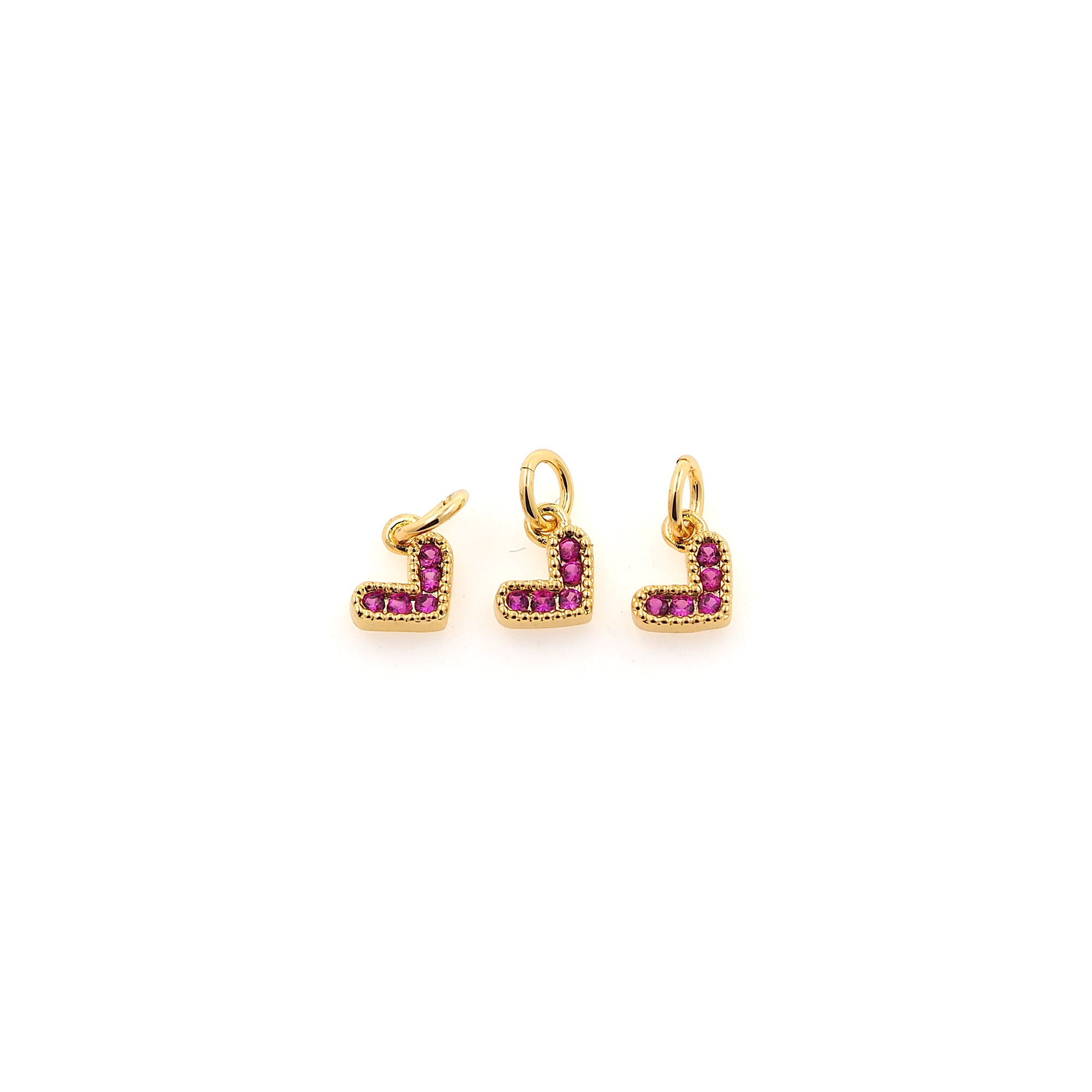 18K Gold Filled Heart Pendant,CZ Micro Pave Tiny Heart Charm Earrings Necklace for DIY Jewelry Making Supply