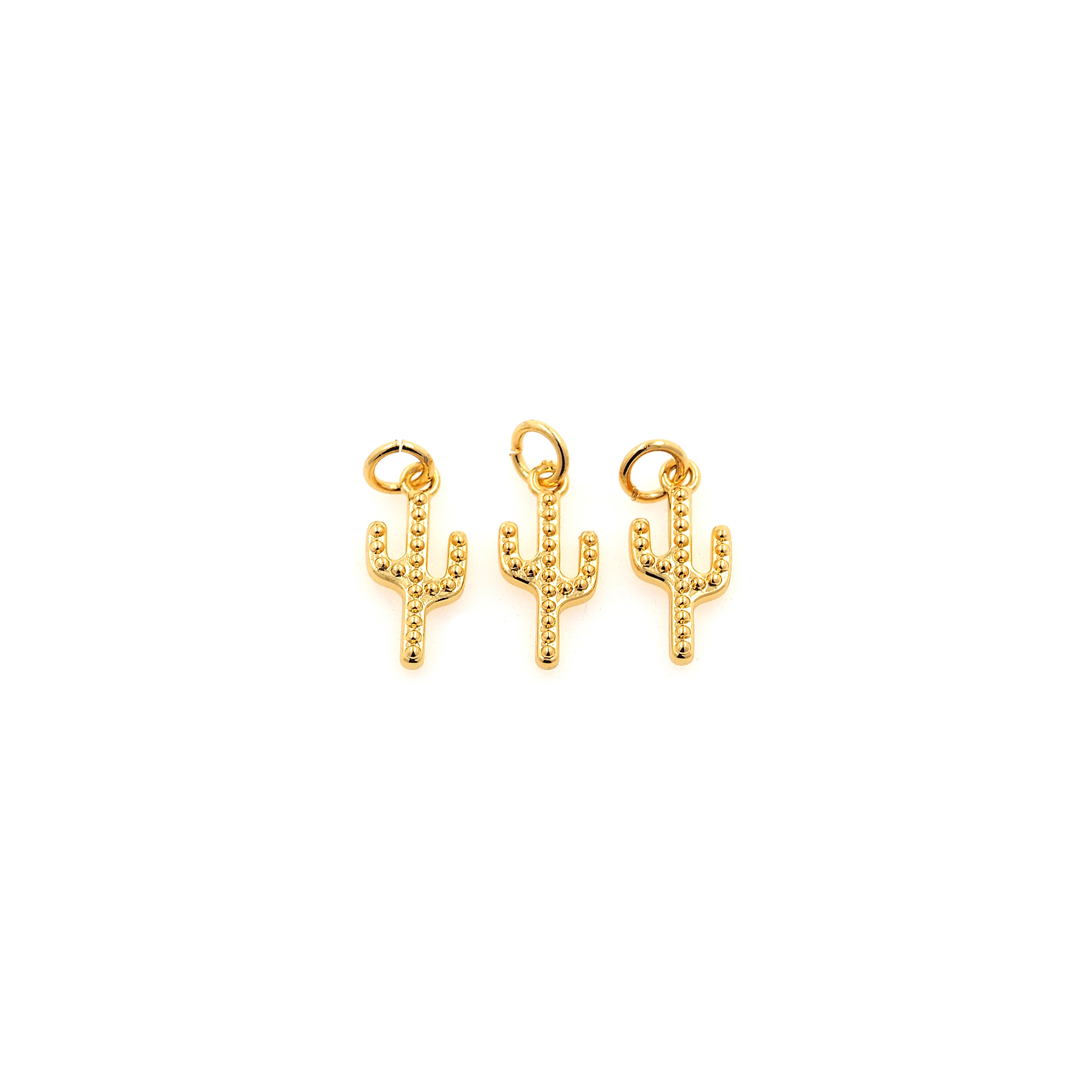 18K Gold Filled Cactus Pendant,Plant Charm Earrings Necklace for DIY Jewelry Making Supply