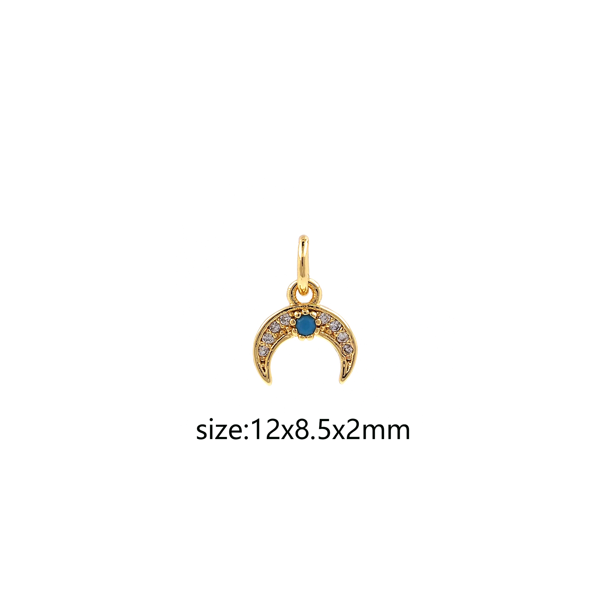 18K Gold Filled Double Horn Pendant,CZ Micro Pave Horn Charm Earrings Necklace for DIY Jewelry Making Supply