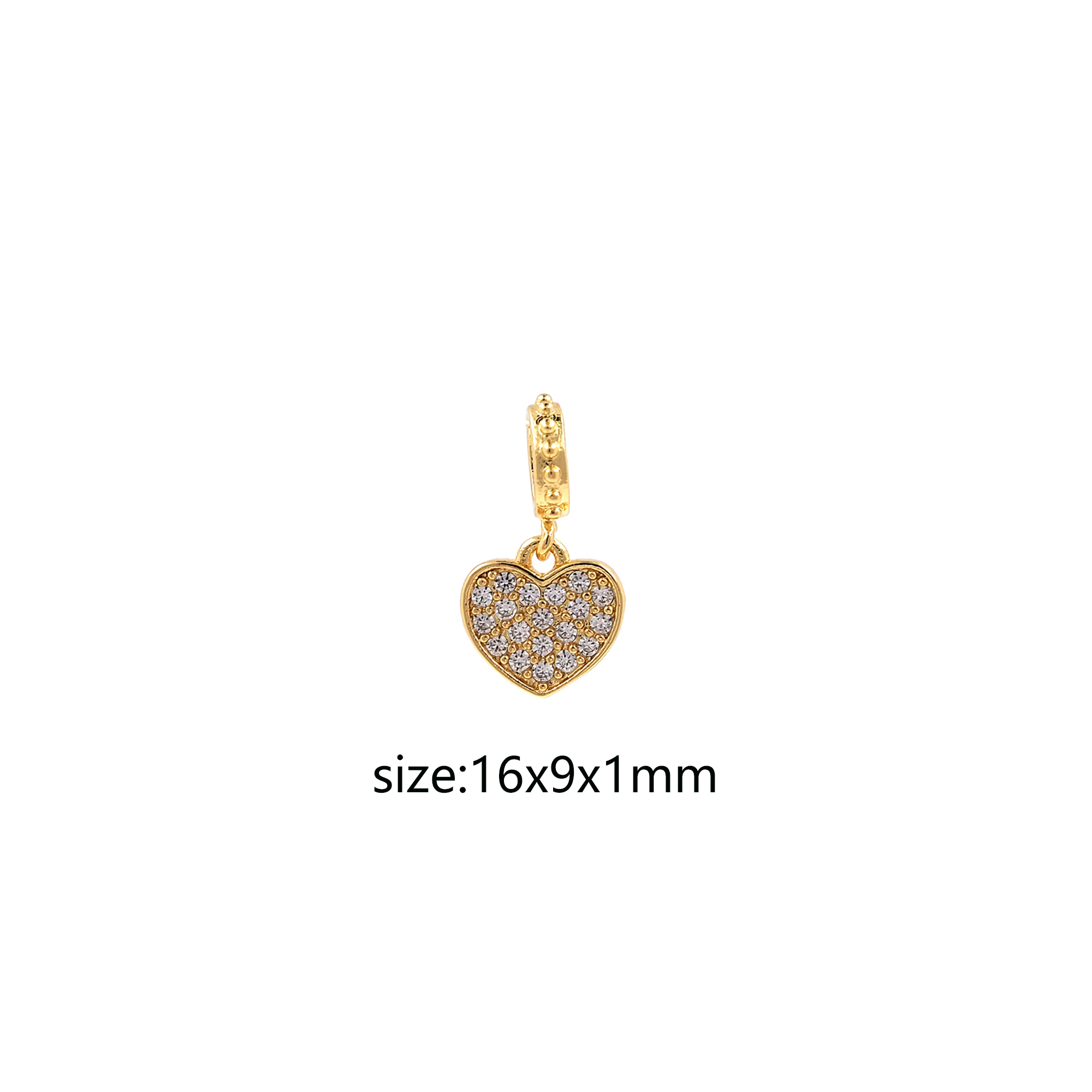 18K Gold Filled Heart Pendant,CZ Micro Pave Love Heart Charm Earrings Necklace for DIY Jewelry Making Supply