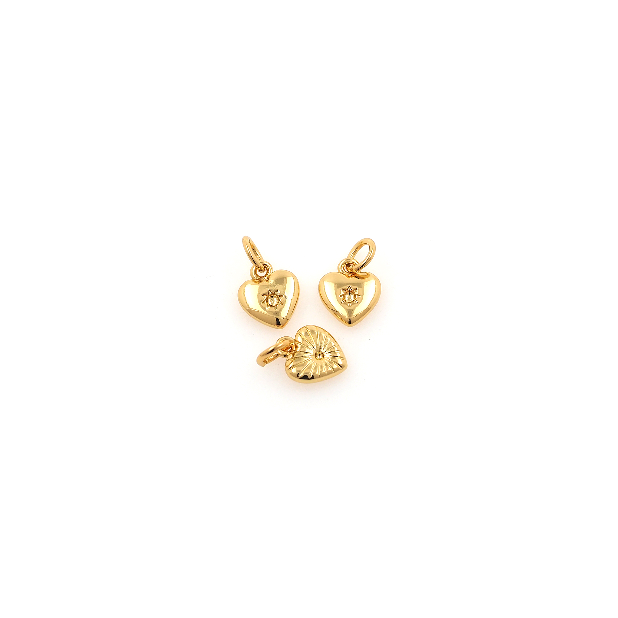 18K Gold Filled Heart Pendant,Dainty Heart Charm Earrings Necklace for DIY Jewelry Making Supply