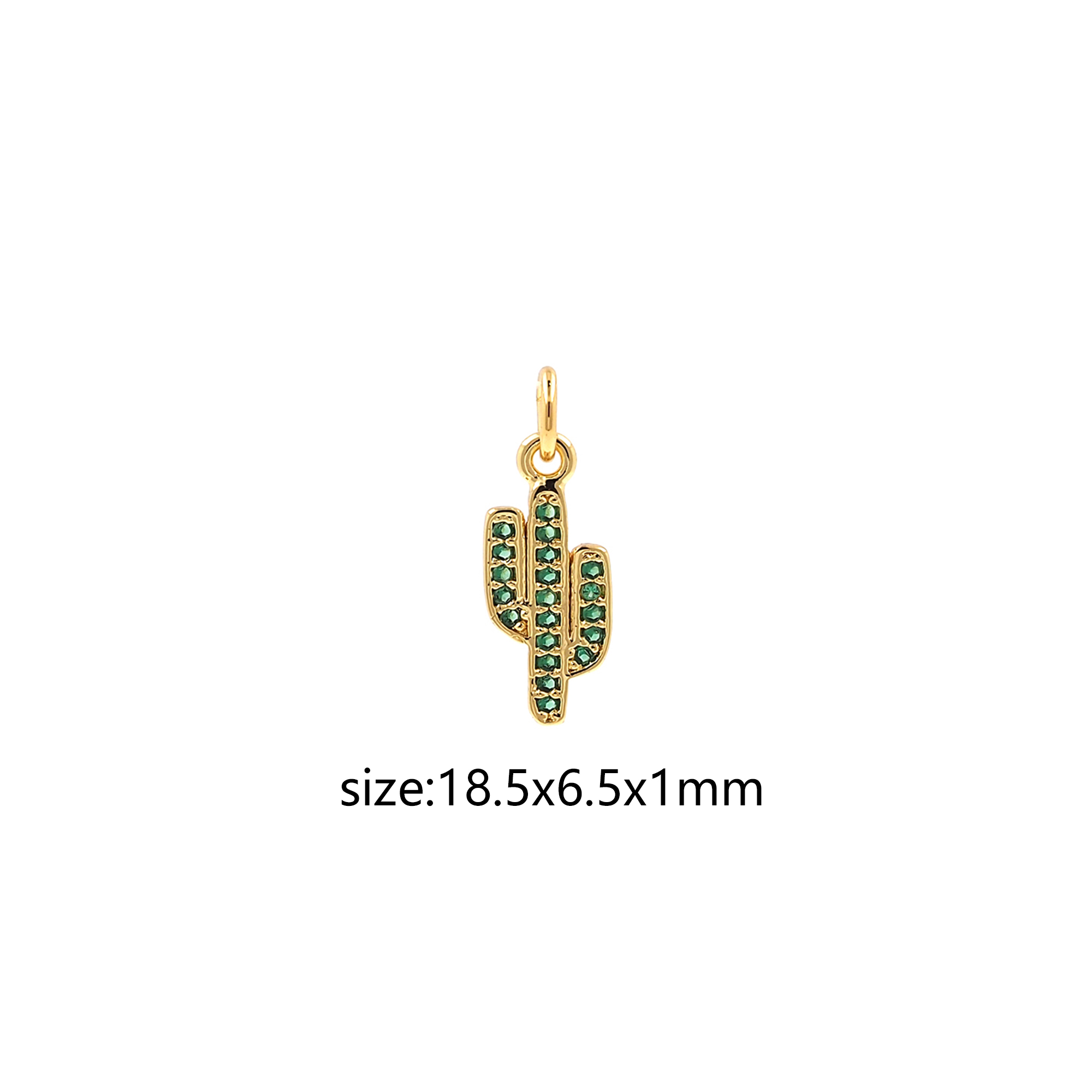 18K Gold Filled Cactus Pendant,CZ Micro Pave Cactus Charm Earrings Necklace for DIY Jewelry Making Supply