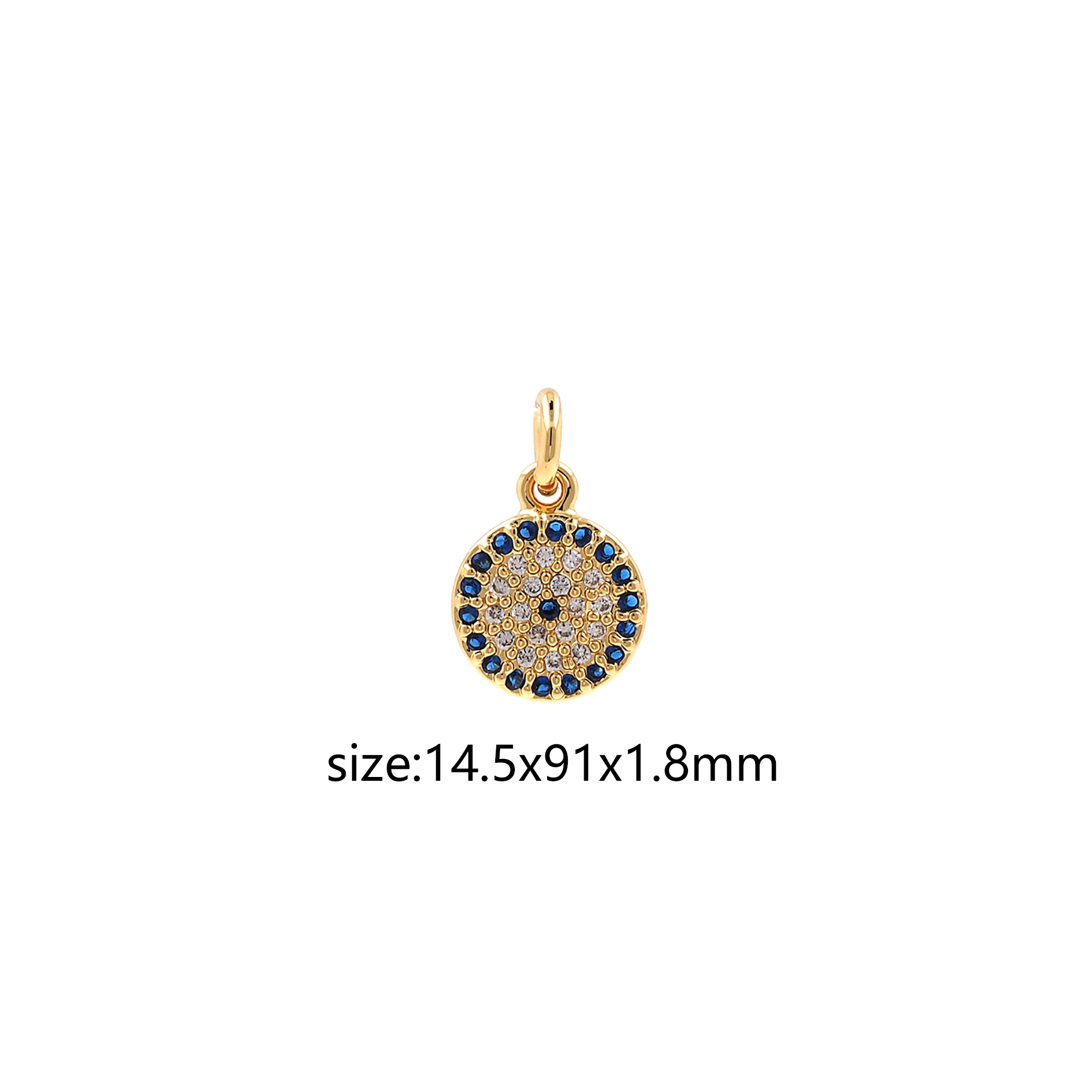 18K Gold Filled Evil Eye Pendant,CZ Micro Pave Amulet Charm Earrings Necklace for DIY Jewelry Making Supply