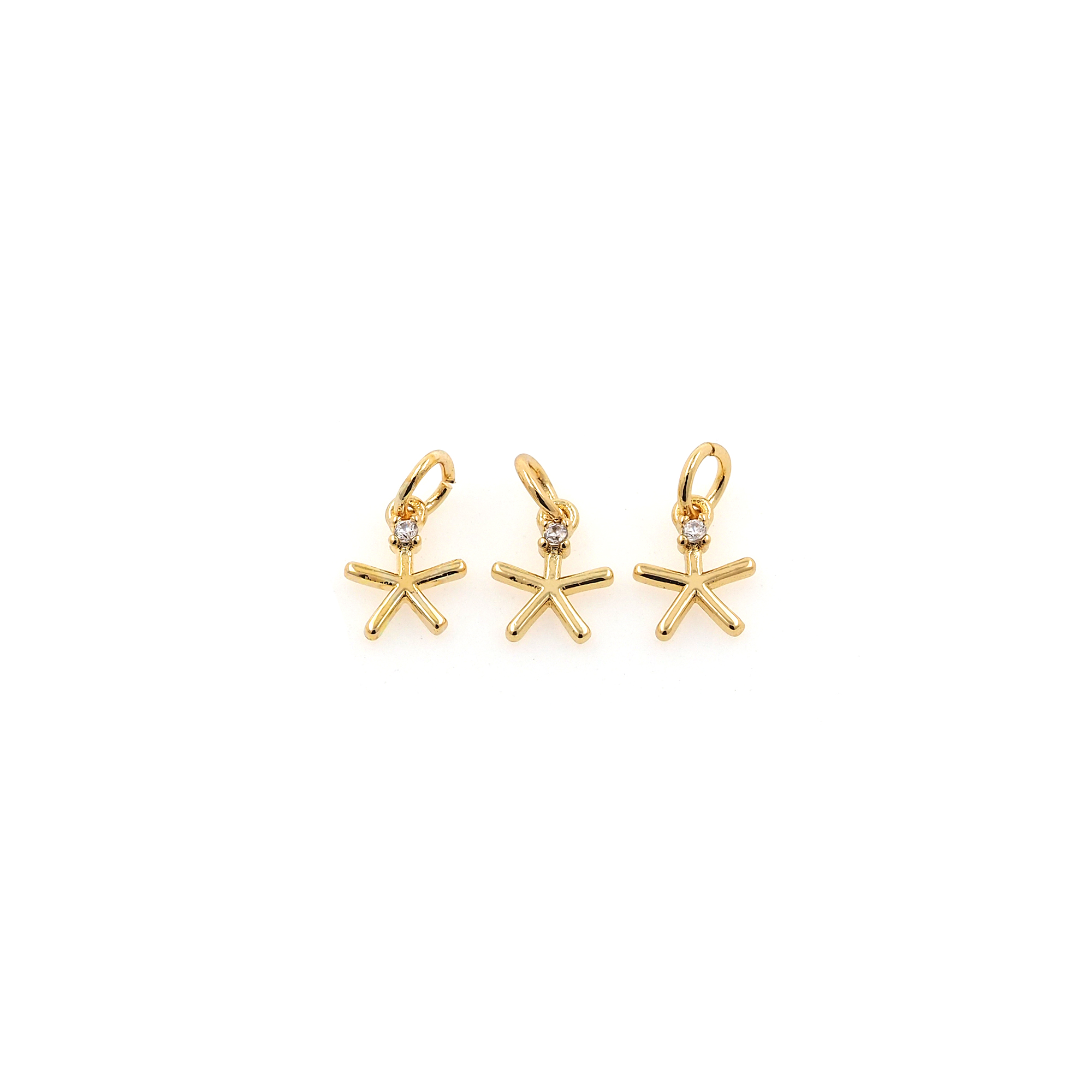 CZ Micro Pave Star Charm18K Gold Filled Celestial Pendant,Tiny Star Earrings Necklace for DIY Jewelry Making Supply