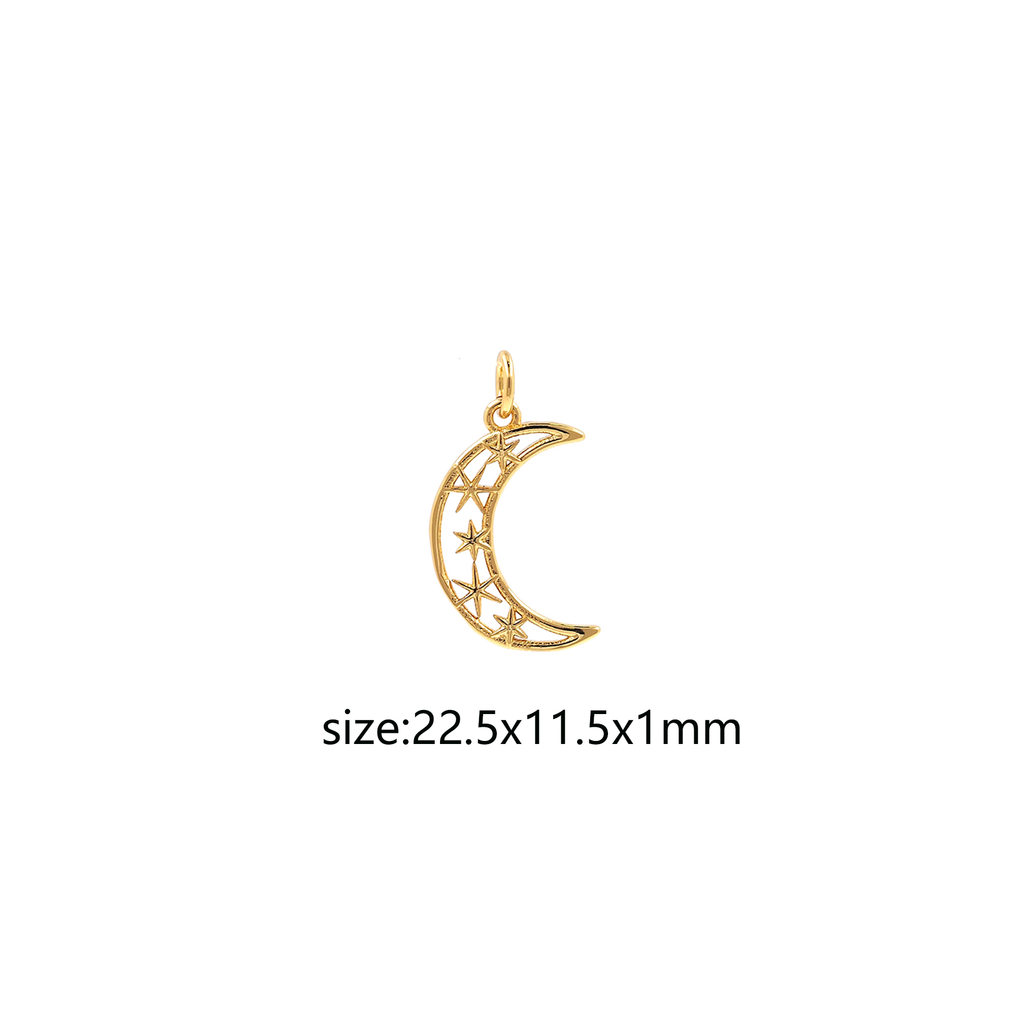 18K Gold Filled Moon Pendant,Celestial Charm,Tiny Moon Earrings Necklace for DIY Jewelry Making Supply