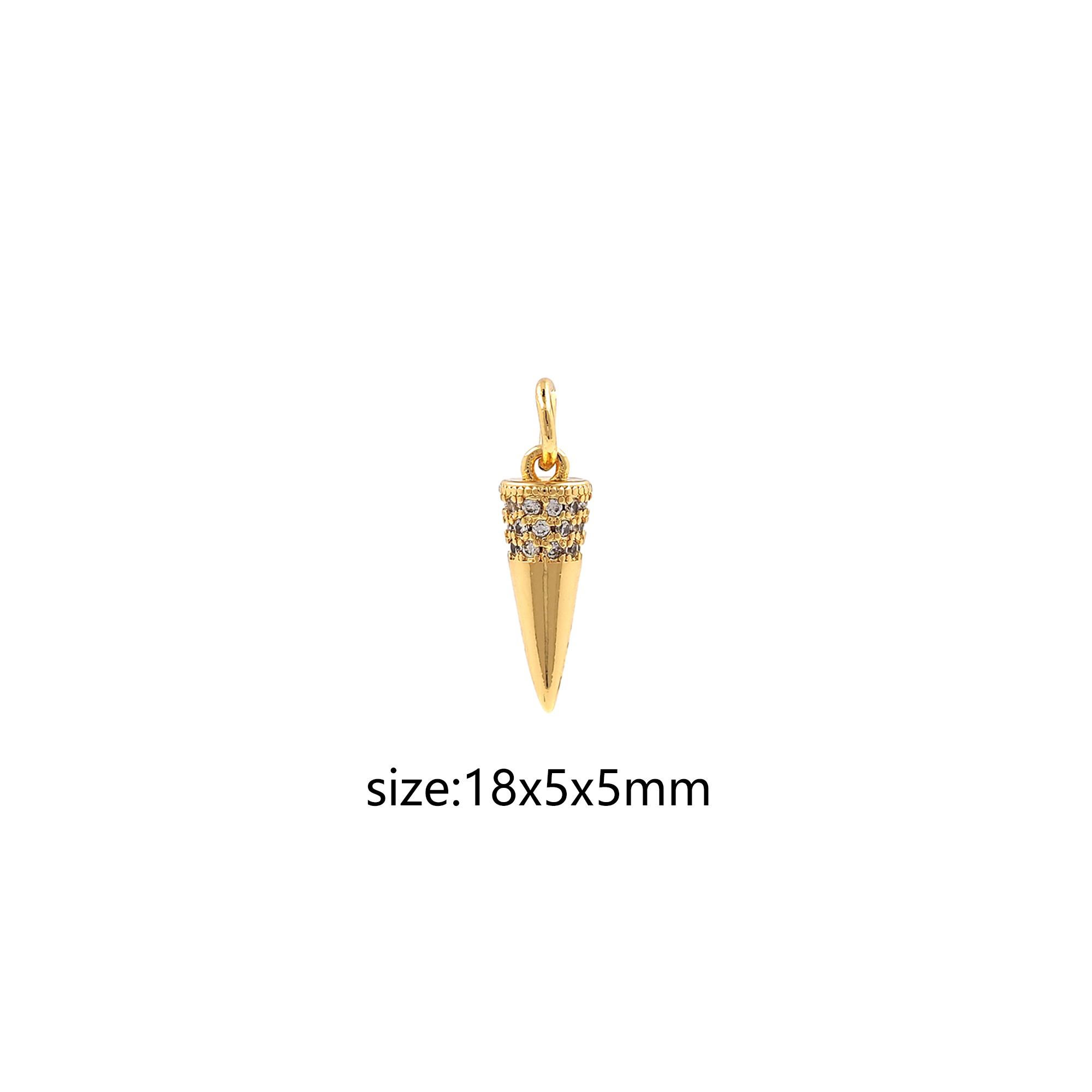 18K Gold Filled Bullet Pendant,CZ Micro Pave Bullet Charm Earrings Necklace for DIY Jewelry Making Supply