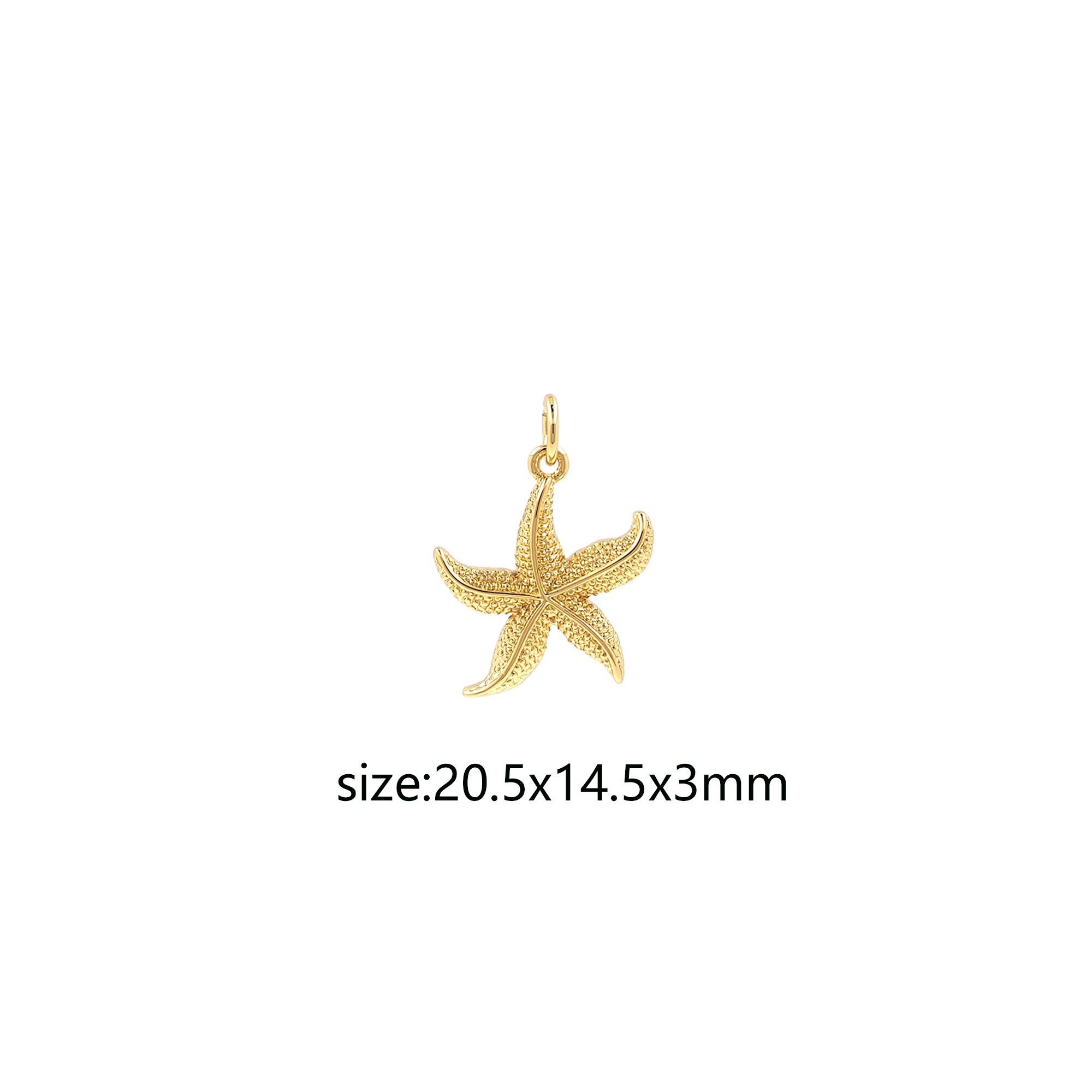 18K Gold Filled Starfish Pendant,Tiny Starfish Charm Earrings Necklace for DIY Jewelry Making Supply