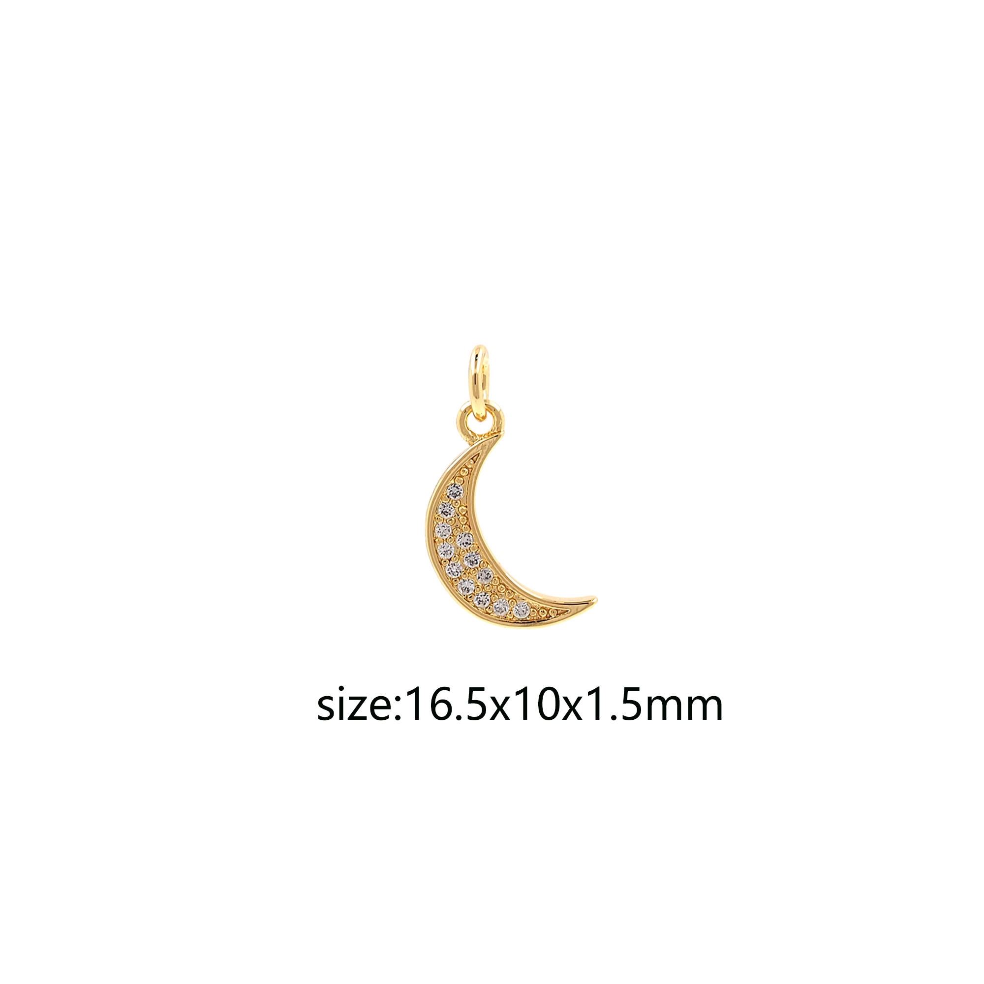 18K Gold Filled Moon Pendant,Celestial Charm,CZ Micro Pave Moon Earrings Necklace for DIY Jewelry Making Supply