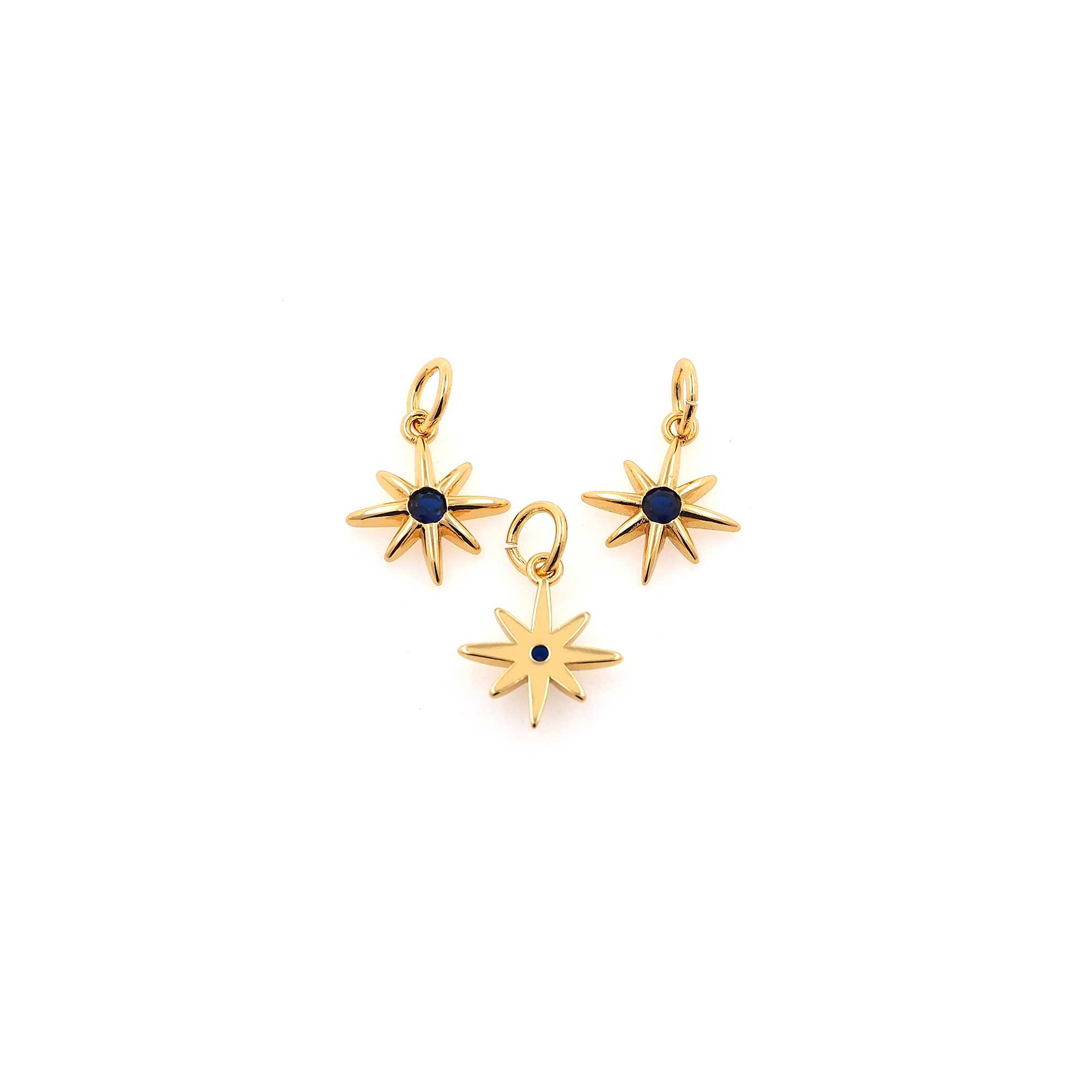 18K Gold Filled North Star Pendant,CZ Micro Pave Celestial Charm Earrings Necklace for DIY Jewelry Making Supply