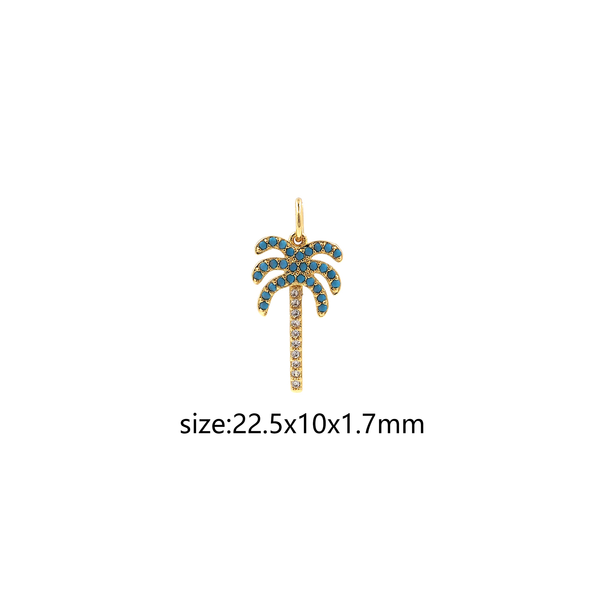 18K Gold Filled Palm Tree Pendant,CZ Micro Pave Coconut Tree Charm Earrings Necklace for DIY Jewelry Making Supply