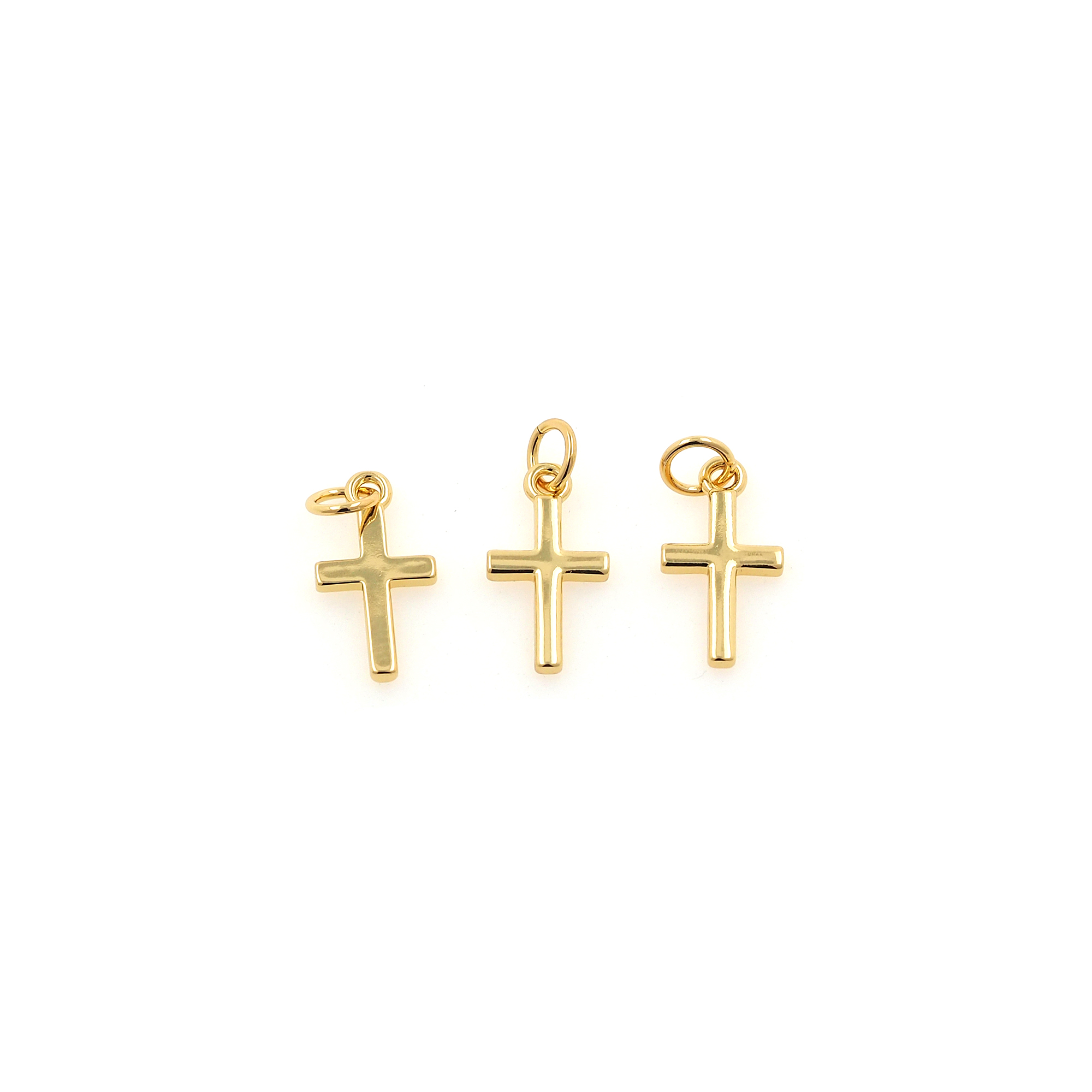 18K Gold Filled Cross Pendant,Religious Charm,Tiny Cross Earrings Necklace for DIY Jewelry Making Supply