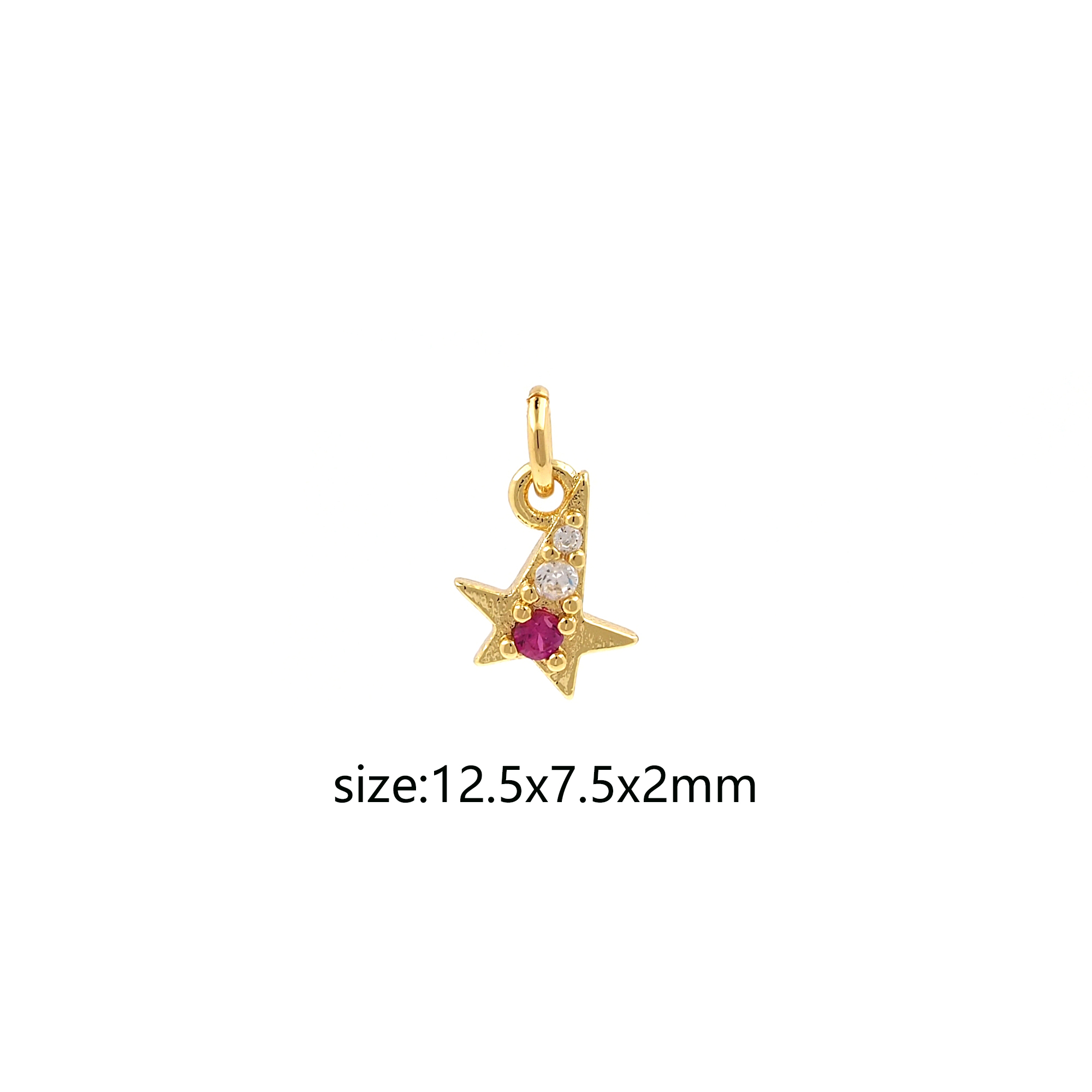 18K Gold Filled Star Pendant,CZ Micro Pave Star Charm Earrings Necklace for DIY Jewelry Making Supply
