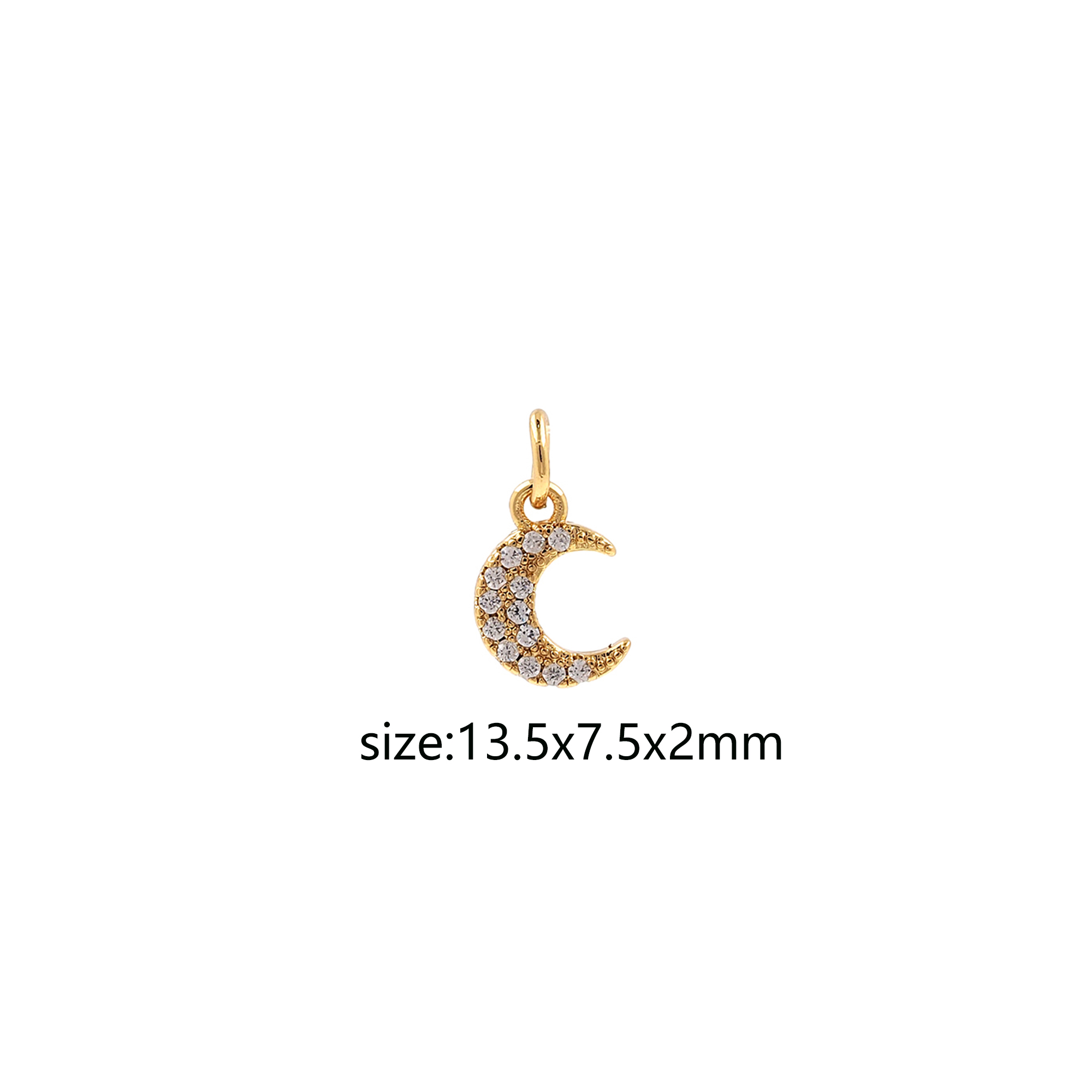 CZ Micro Pave Moon Pendant,18K Gold Filled Moon Charm Earrings Necklace for DIY Jewelry Making Supply