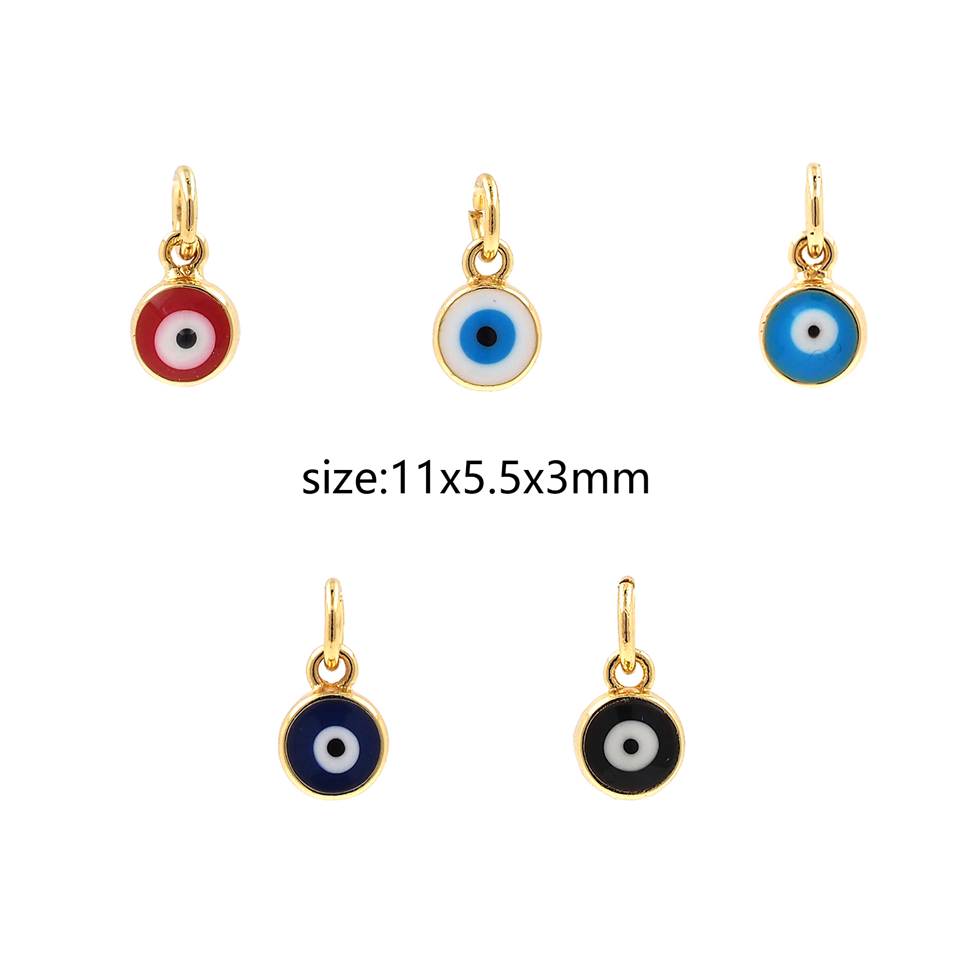 Enamel Evil Eye Pendant,18K Gold Filled Tiny Evil Eye Charm Earrings Necklace for DIY Jewelry Making Supply