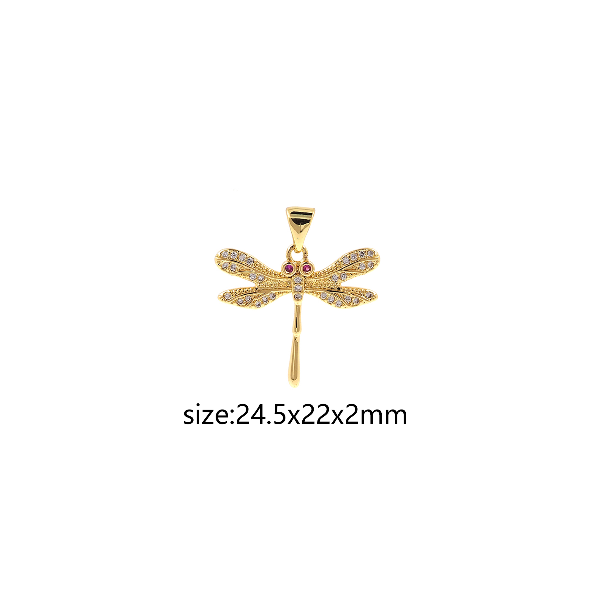 CZ Micro Pave Dragonfly Pendant,18K Gold Filled Dragonfly Charm Earrings Necklace for DIY Jewelry Making Supply